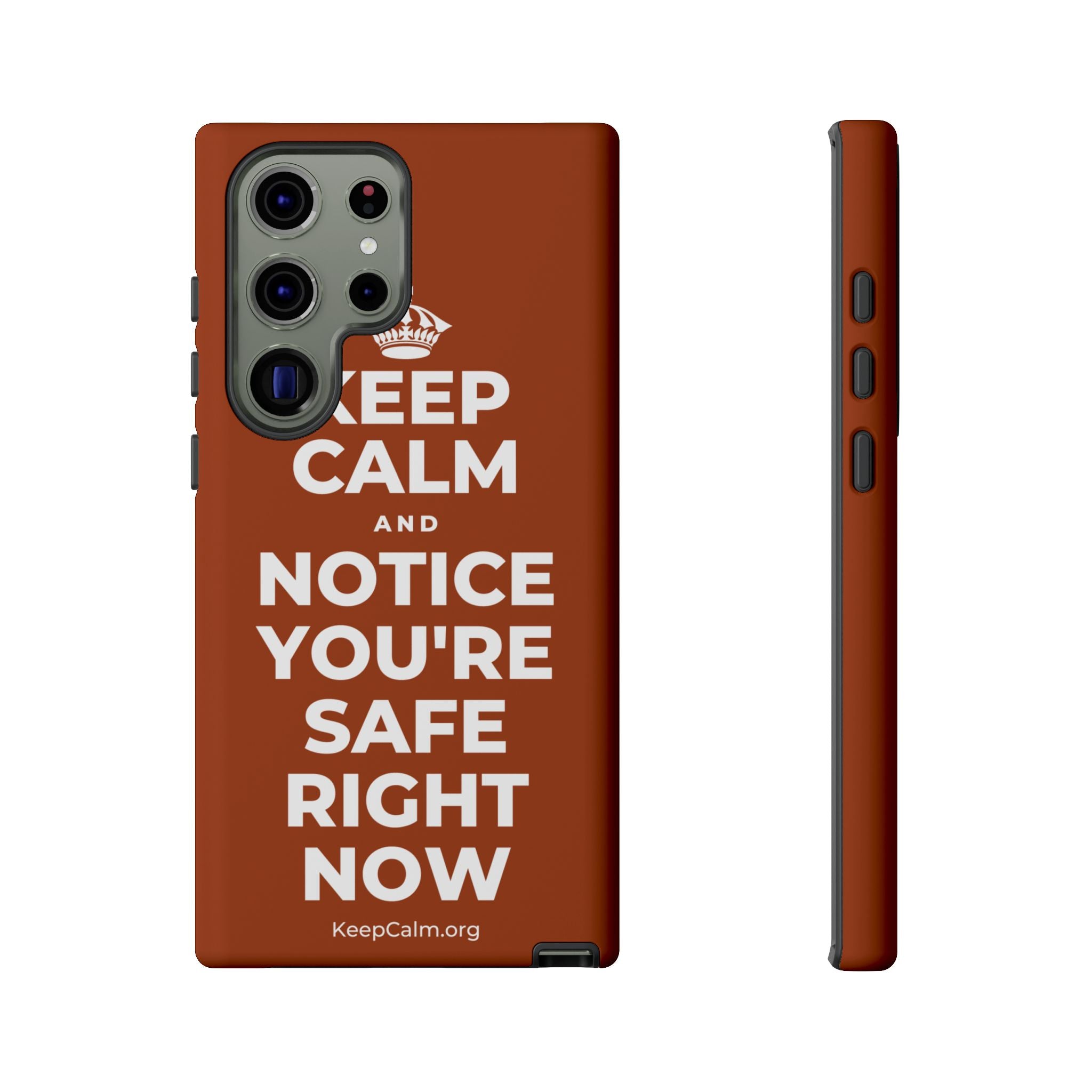 KEEP CALM AND NOTICE YOU'RE SAFE RIGHT NOW Phone Case