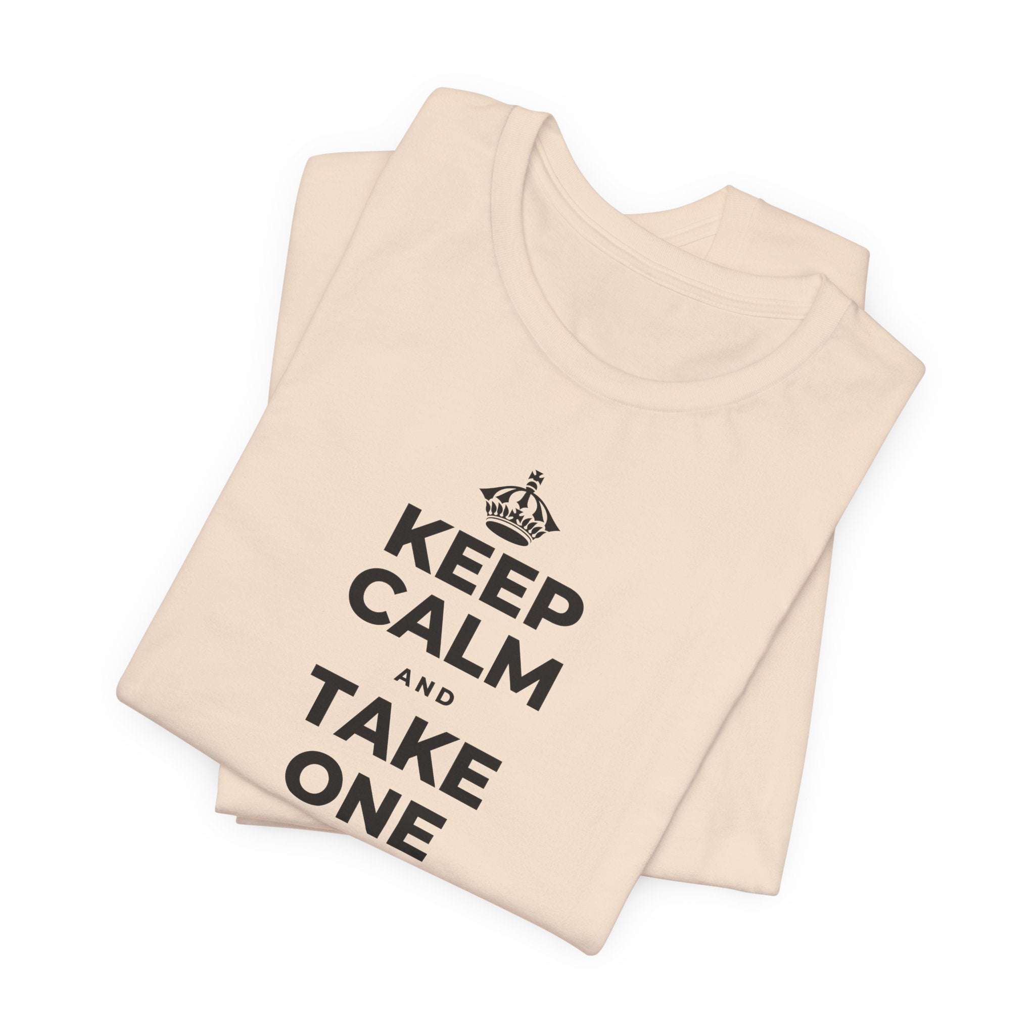 KEEP CALM AND TAKE ONE GOOD DAY AT A TIME T-Shirt (Soft Cream–Heather Mauve)