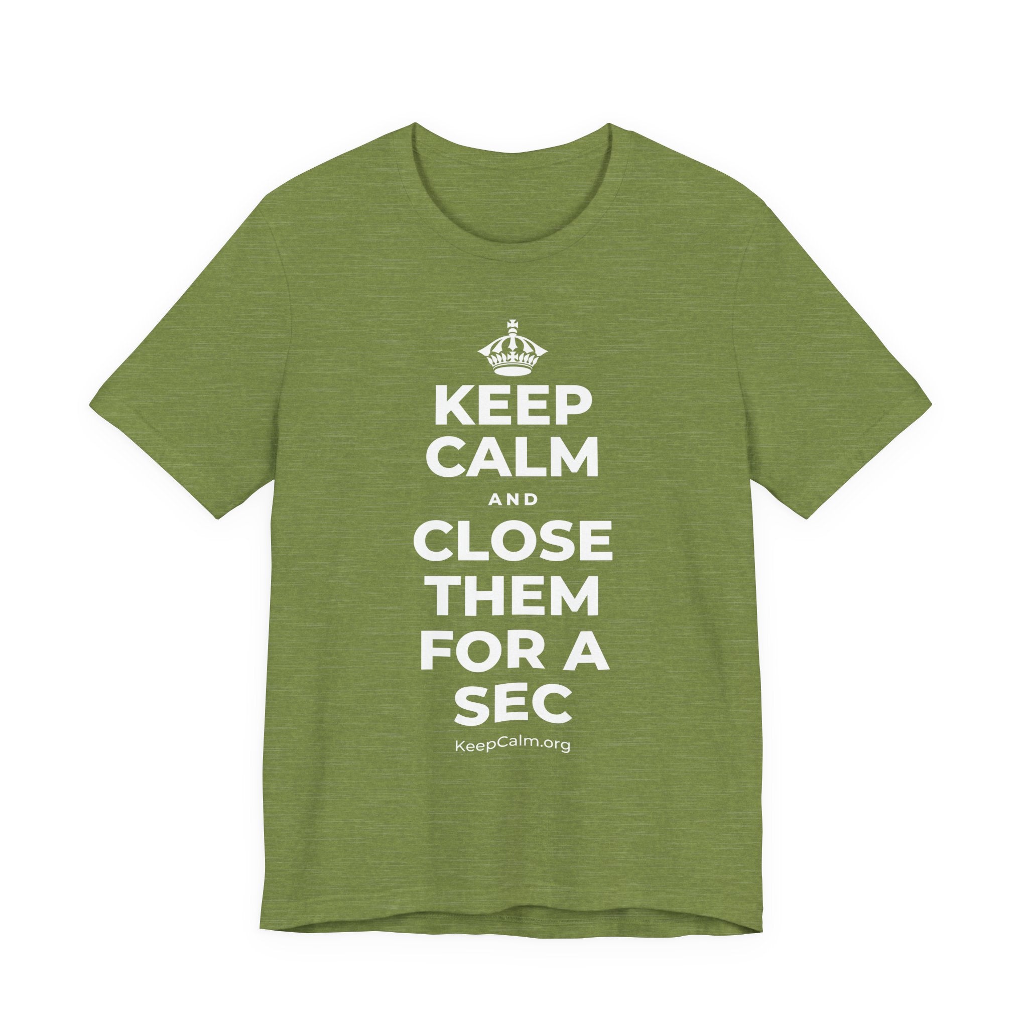 KEEP CALM AND CLOSE THEM FOR A SEC T-Shirt (Baby Blue–Silver)