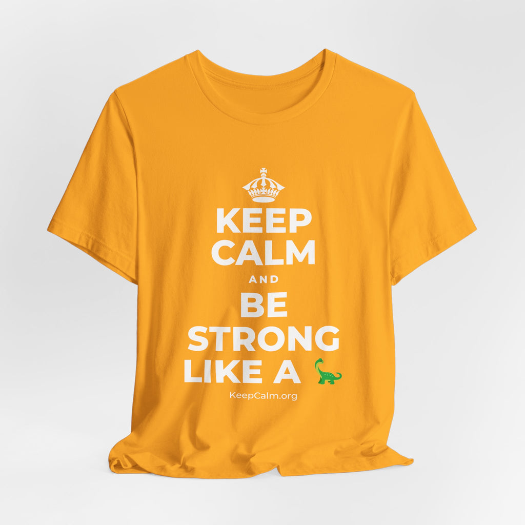 KEEP CALM AND BE STRONG LIKE A 🦕 T-Shirt (Baby Blue–Silver)
