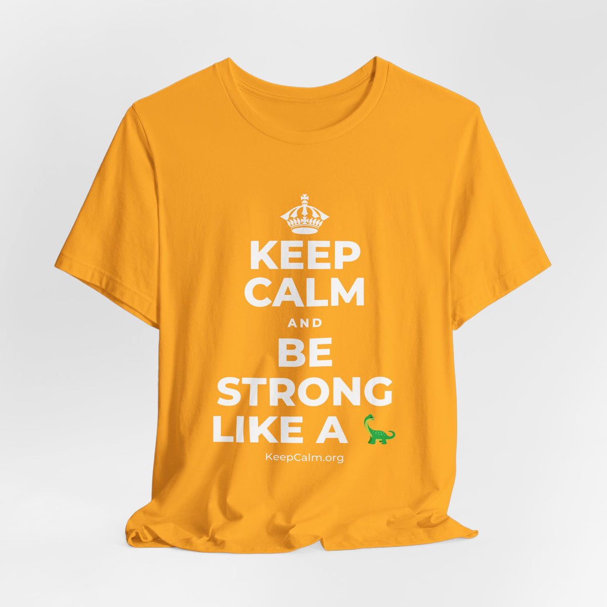 KEEP CALM AND BE STRONG LIKE A 🦕 T-Shirt (Baby Blue–Silver)
