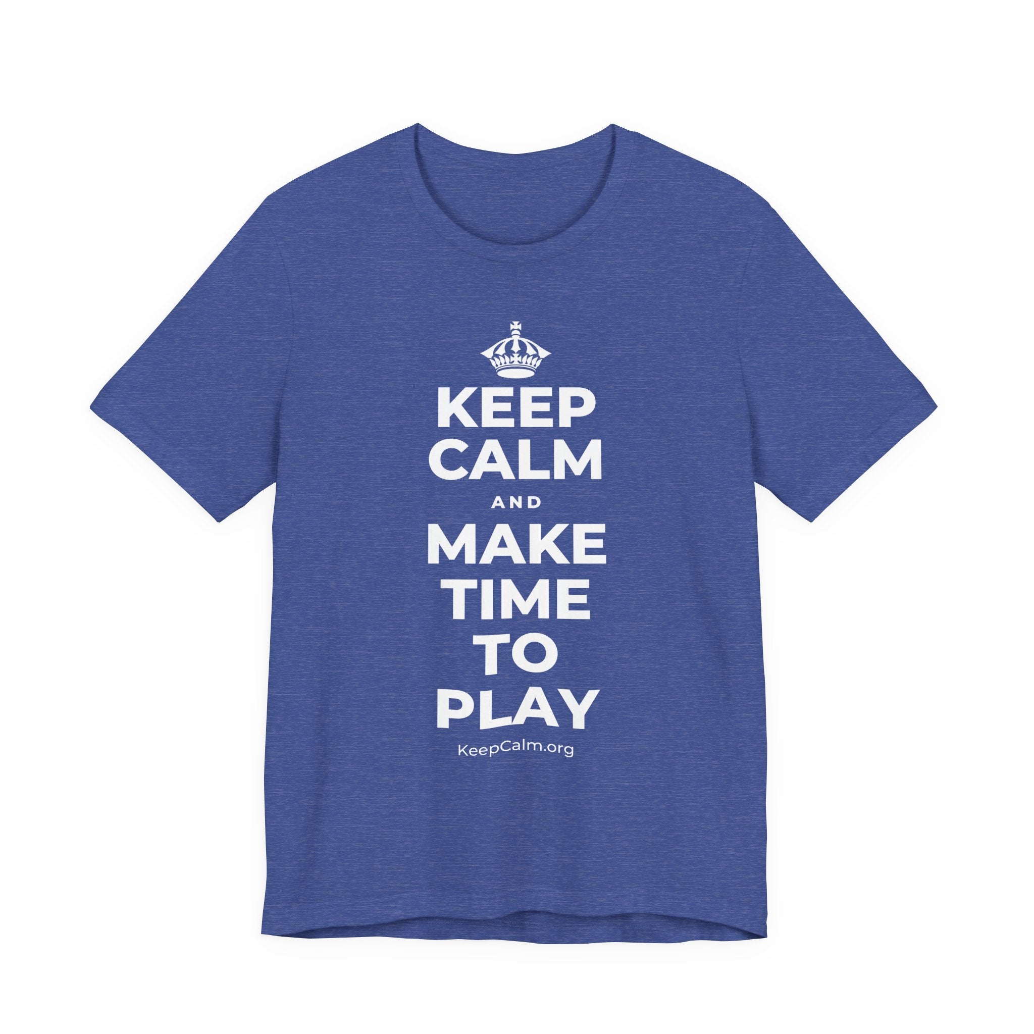 KEEP CALM AND MAKE TIME TO PLAY T-Shirt (Baby Blue–Silver)