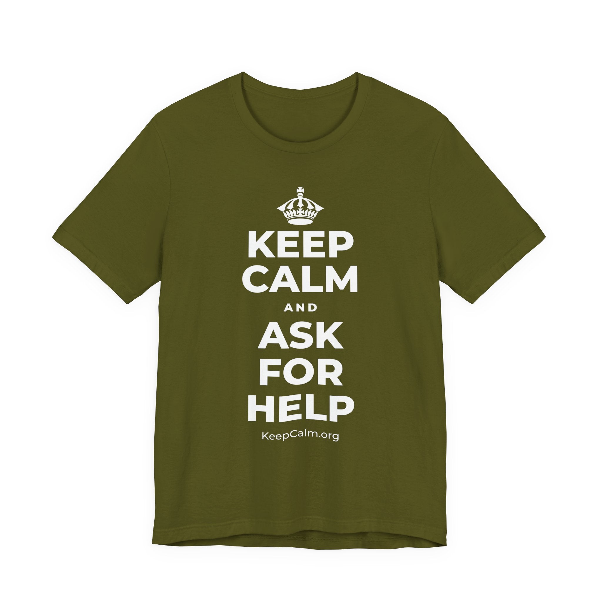 KEEP CALM AND ASK FOR HELP T-Shirt (Baby Blue–Silver)