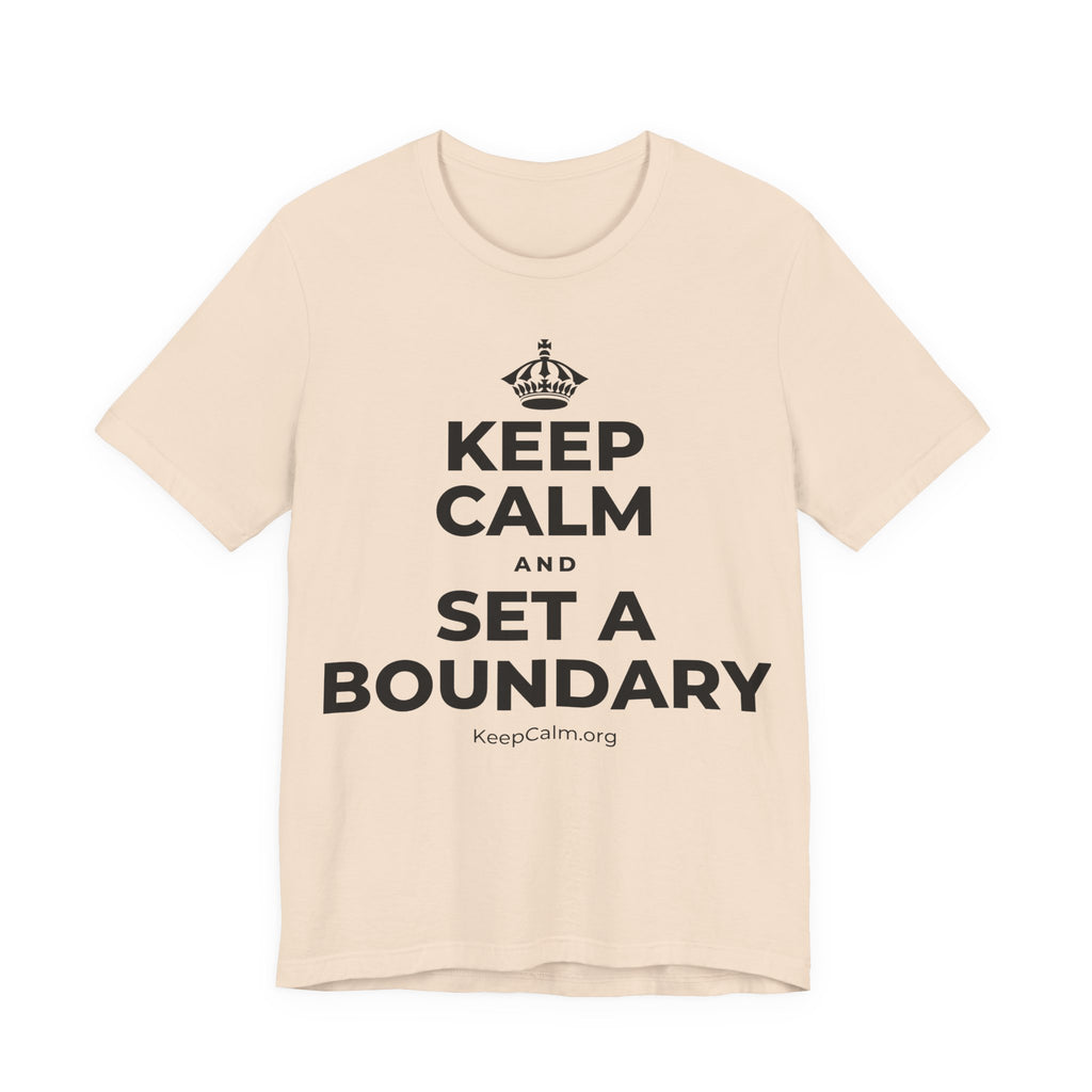 KEEP CALM AND SET A BOUNDARY T-Shirt (Soft Cream–Heather Mauve)