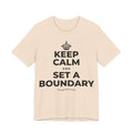 KEEP CALM AND SET A BOUNDARY T-Shirt (Soft Cream–Heather Mauve)