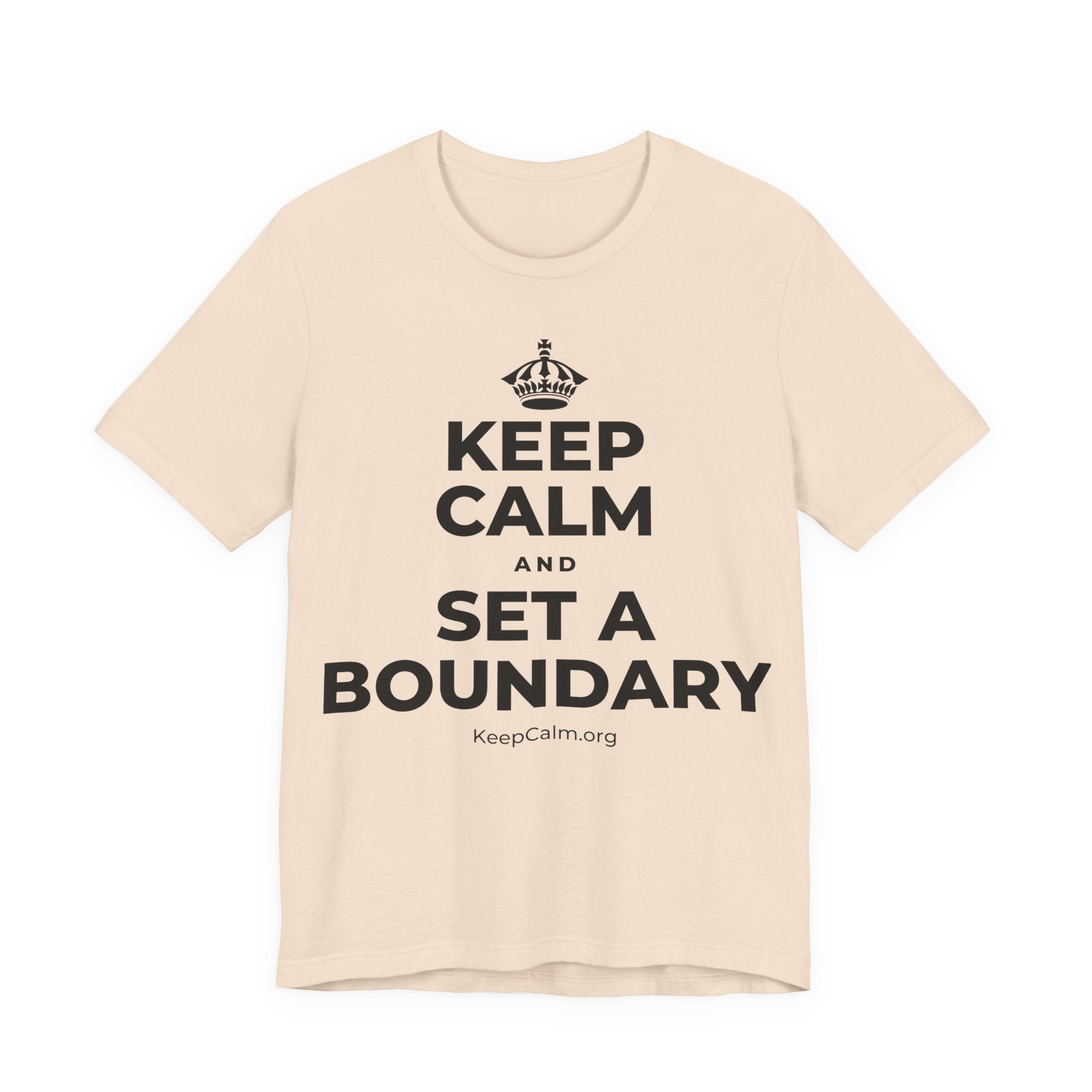 KEEP CALM AND SET A BOUNDARY T-Shirt (Soft Cream–Heather Mauve)