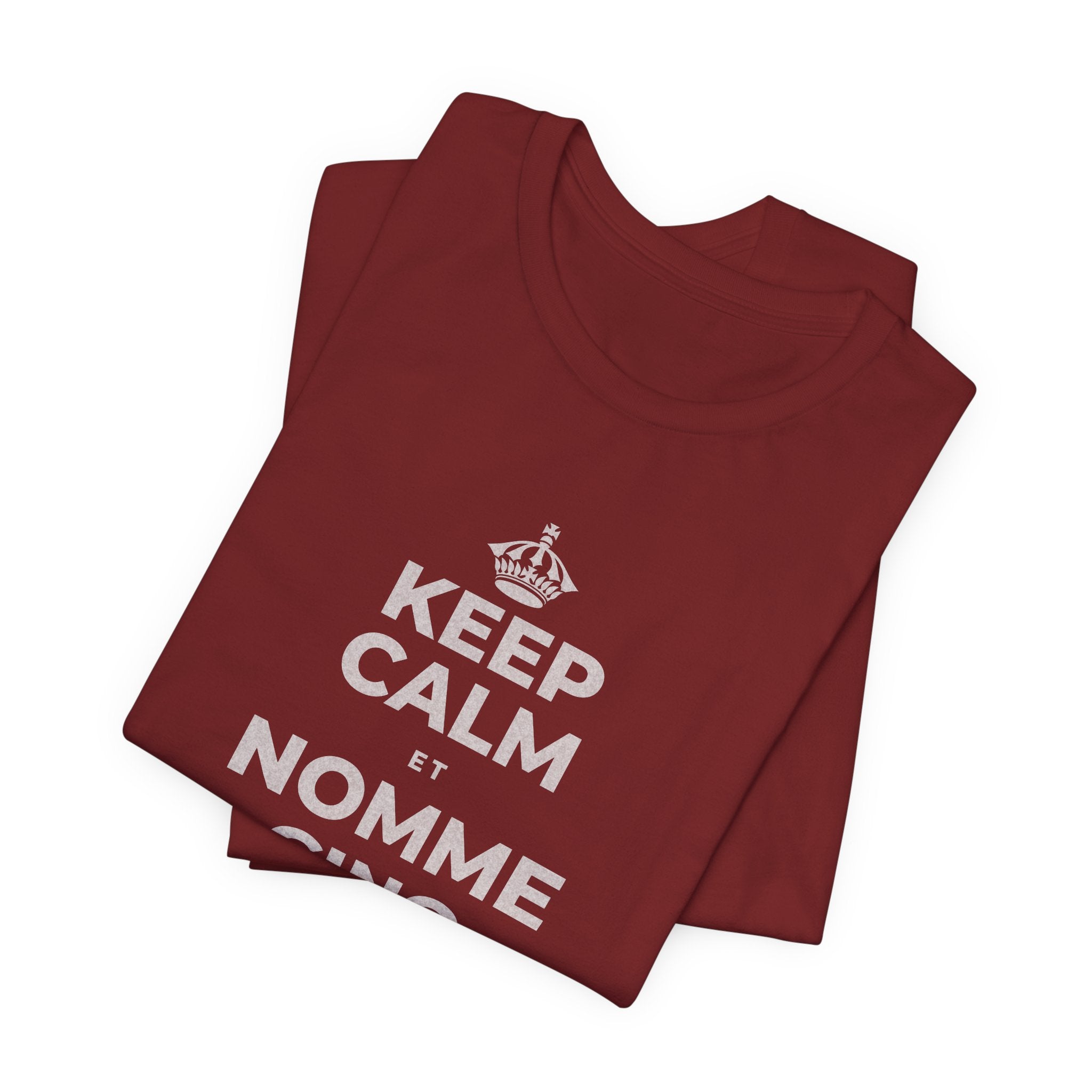 KEEP CALM ET NOMME CINQ CHOSES QUE TU VOIS T-Shirt (Baby Blue–Silver)