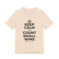 KEEP CALM AND COUNT SMALL WINS T-Shirt (Soft Cream–Heather Mauve)