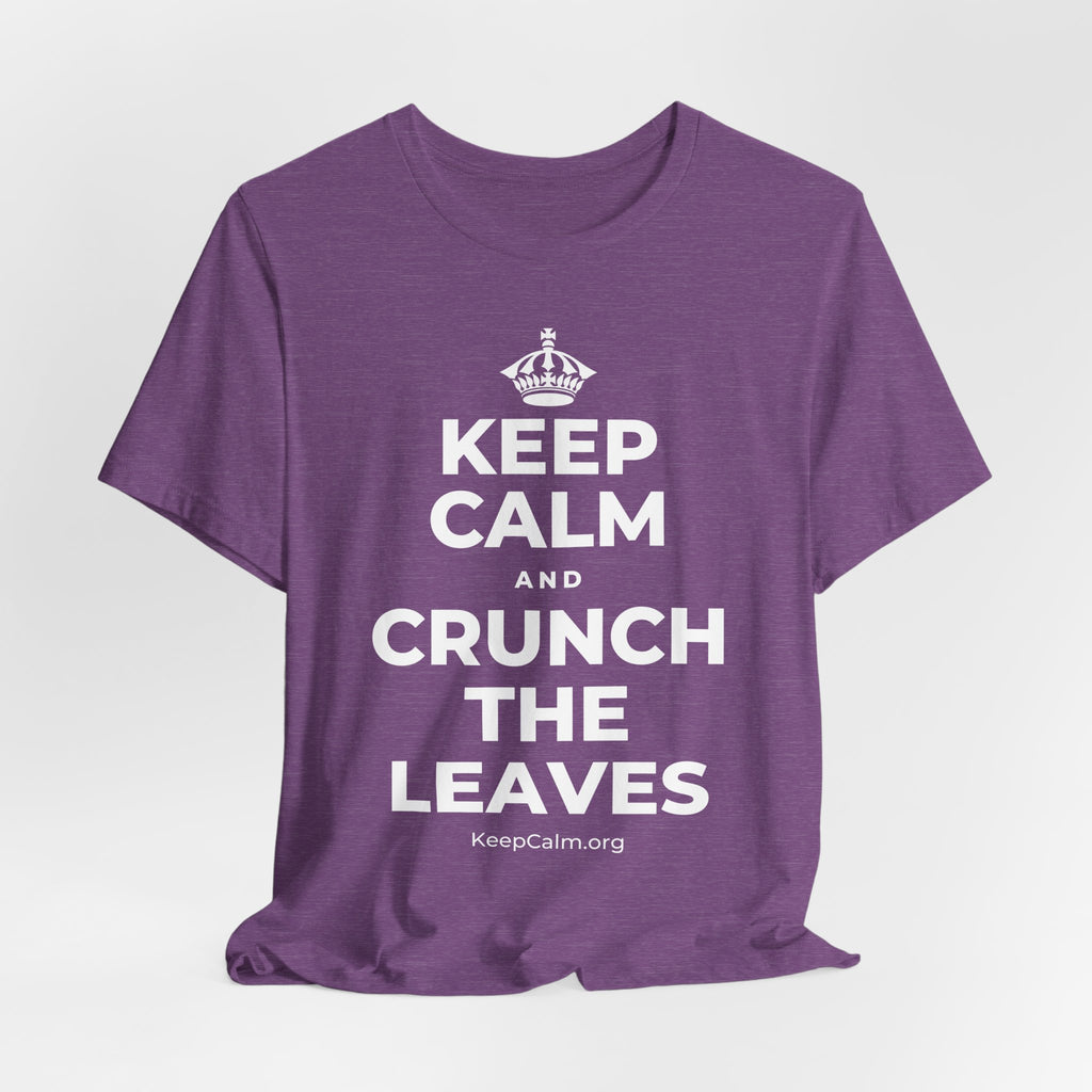 KEEP CALM AND CRUNCH THE LEAVES T-Shirt (Baby Blue–Silver)