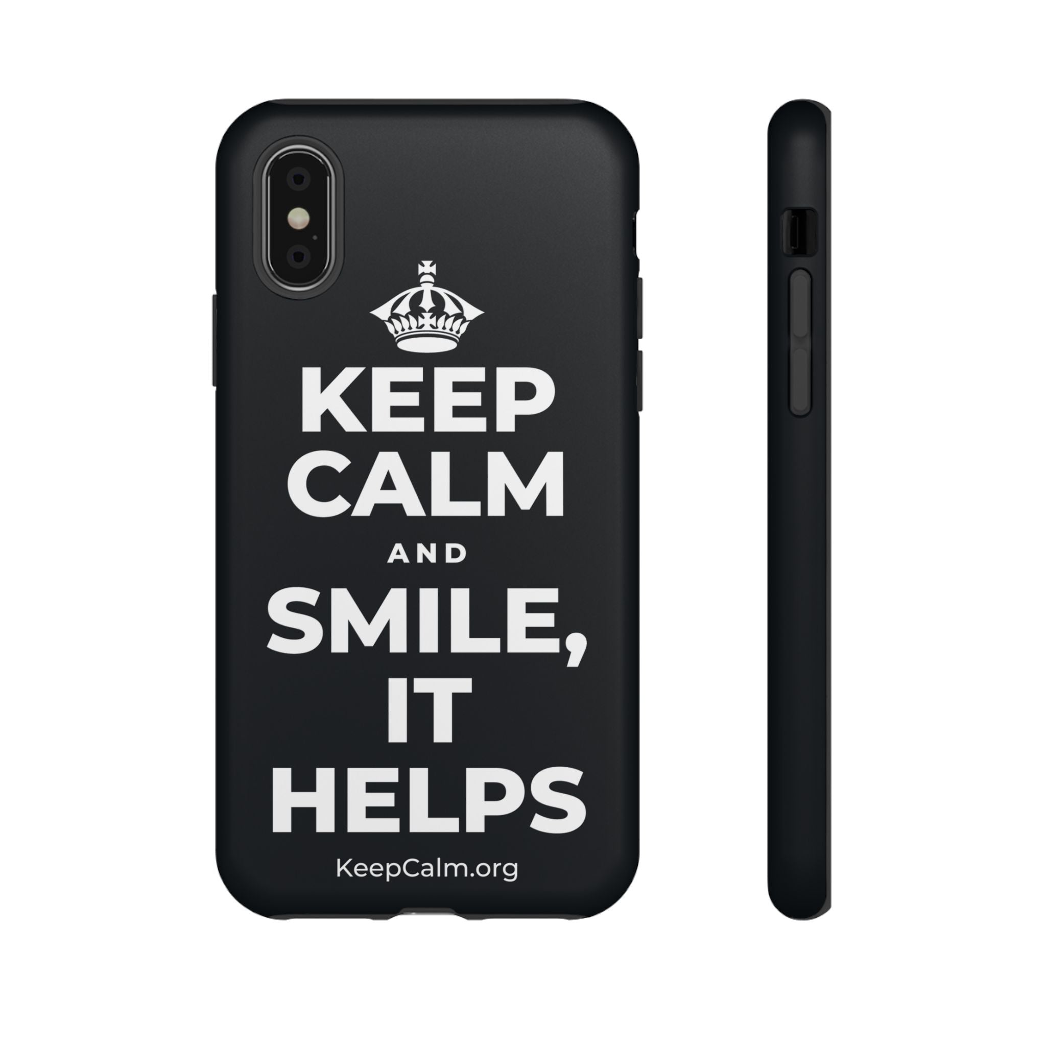 KEEP CALM AND SMILE, IT HELPS Phone Case (Dark)