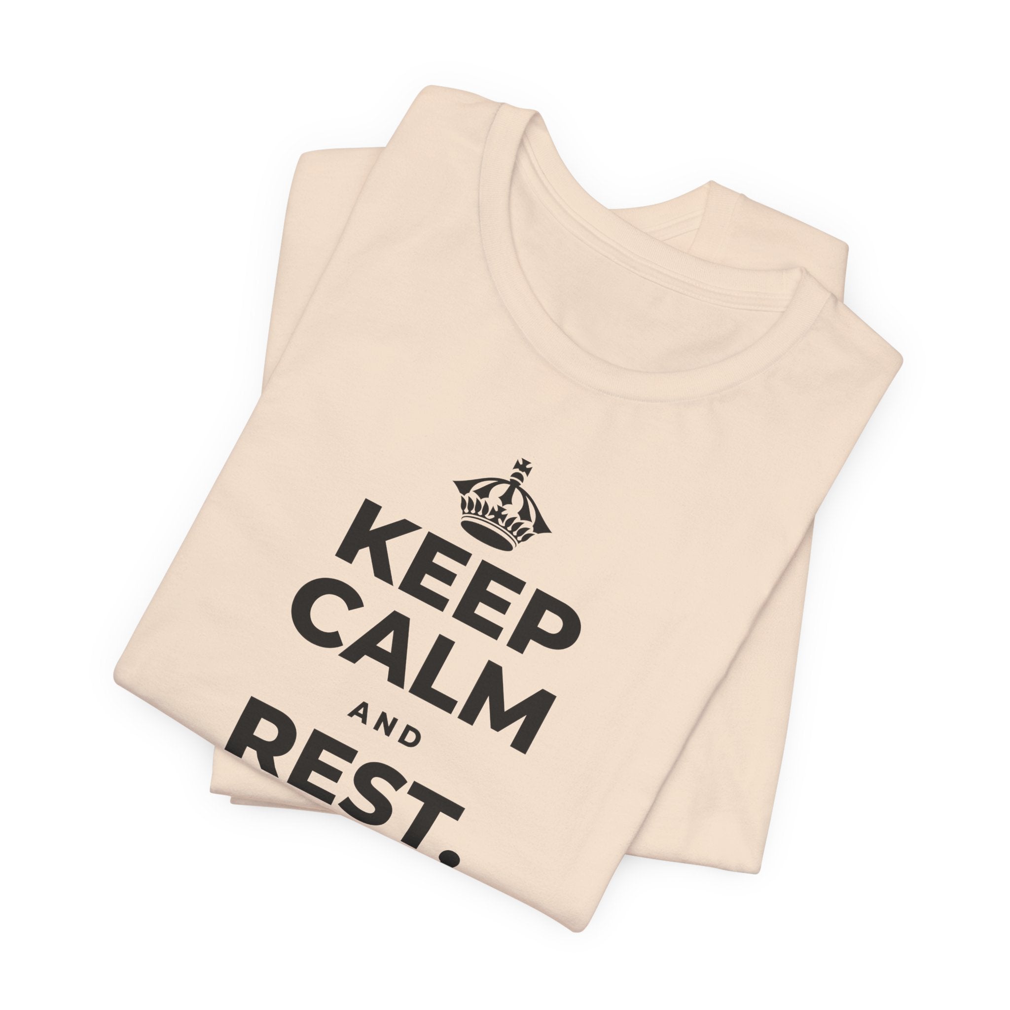 KEEP CALM AND REST, EVEN WIDE AWAKE T-Shirt (Soft Cream–Heather Mauve)