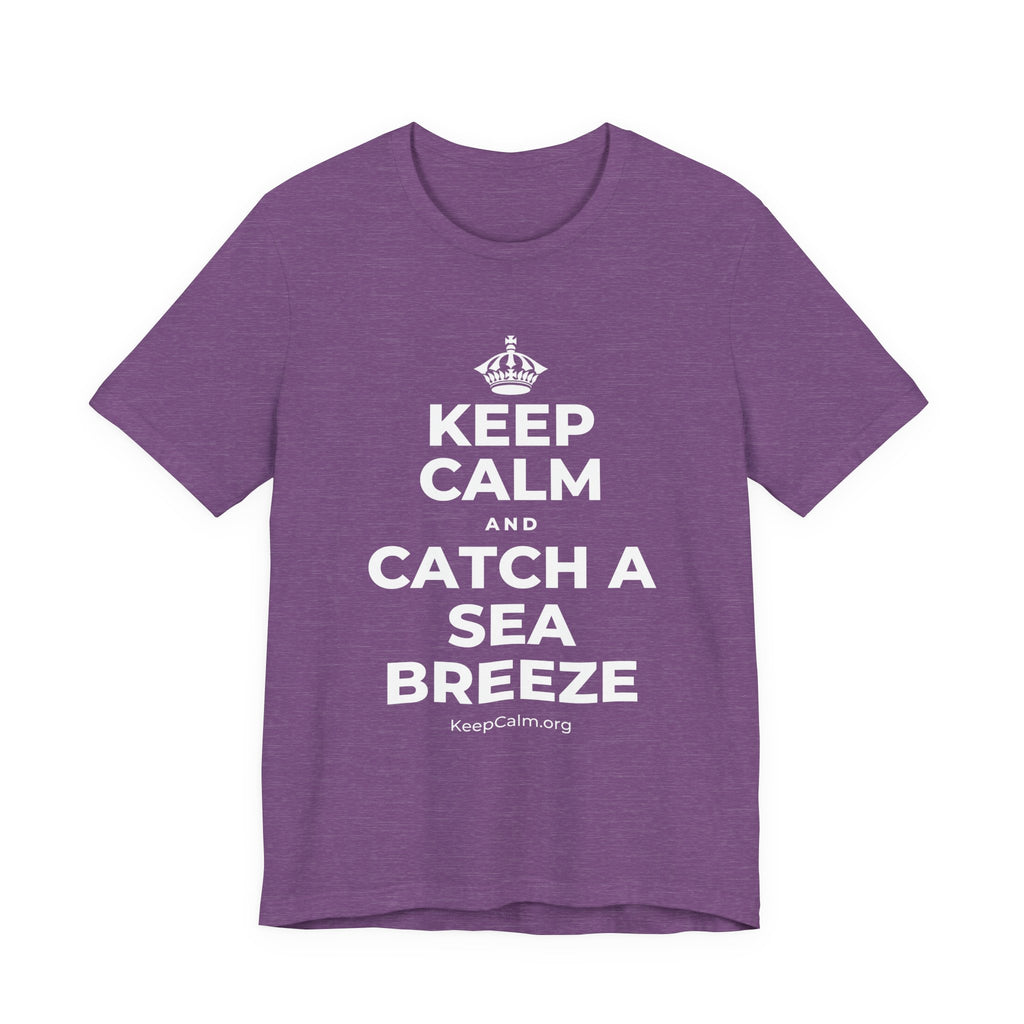 KEEP CALM AND CATCH A SEA BREEZE T-Shirt (Baby Blue–Silver)