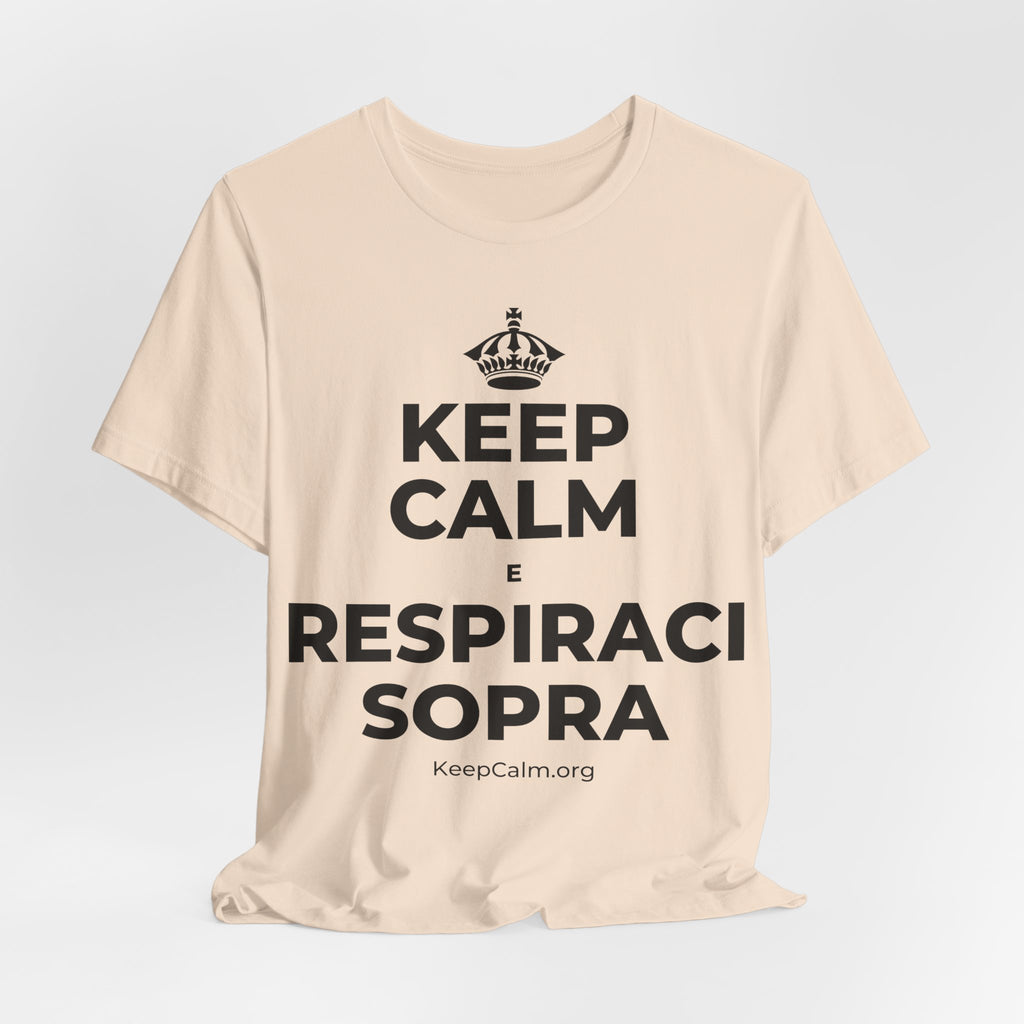 KEEP CALM E RESPIRACI SOPRA T-Shirt (Soft Cream–Heather Mauve)