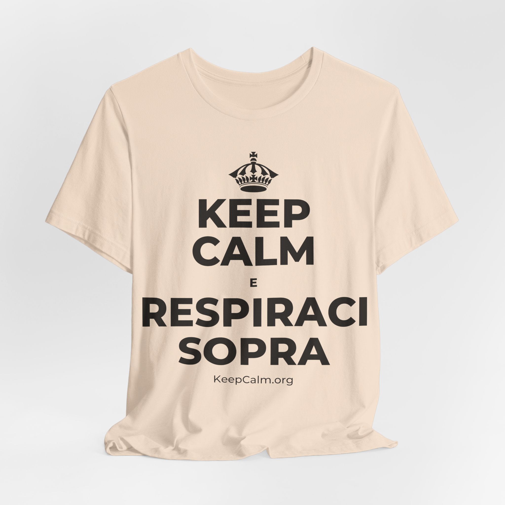 KEEP CALM E RESPIRACI SOPRA T-Shirt (Soft Cream–Heather Mauve)