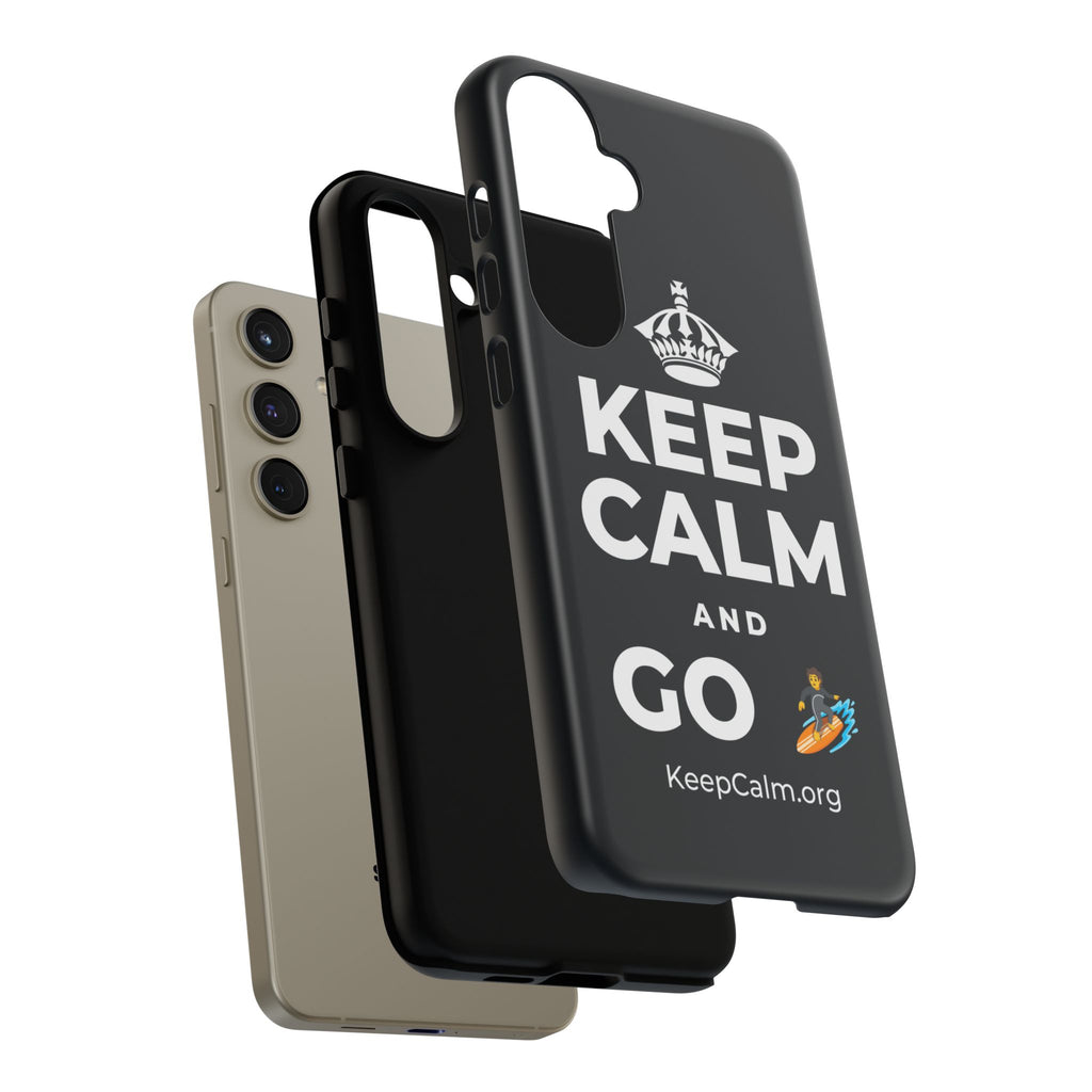 KEEP CALM AND GO 🏄 Phone Case (Dark)
