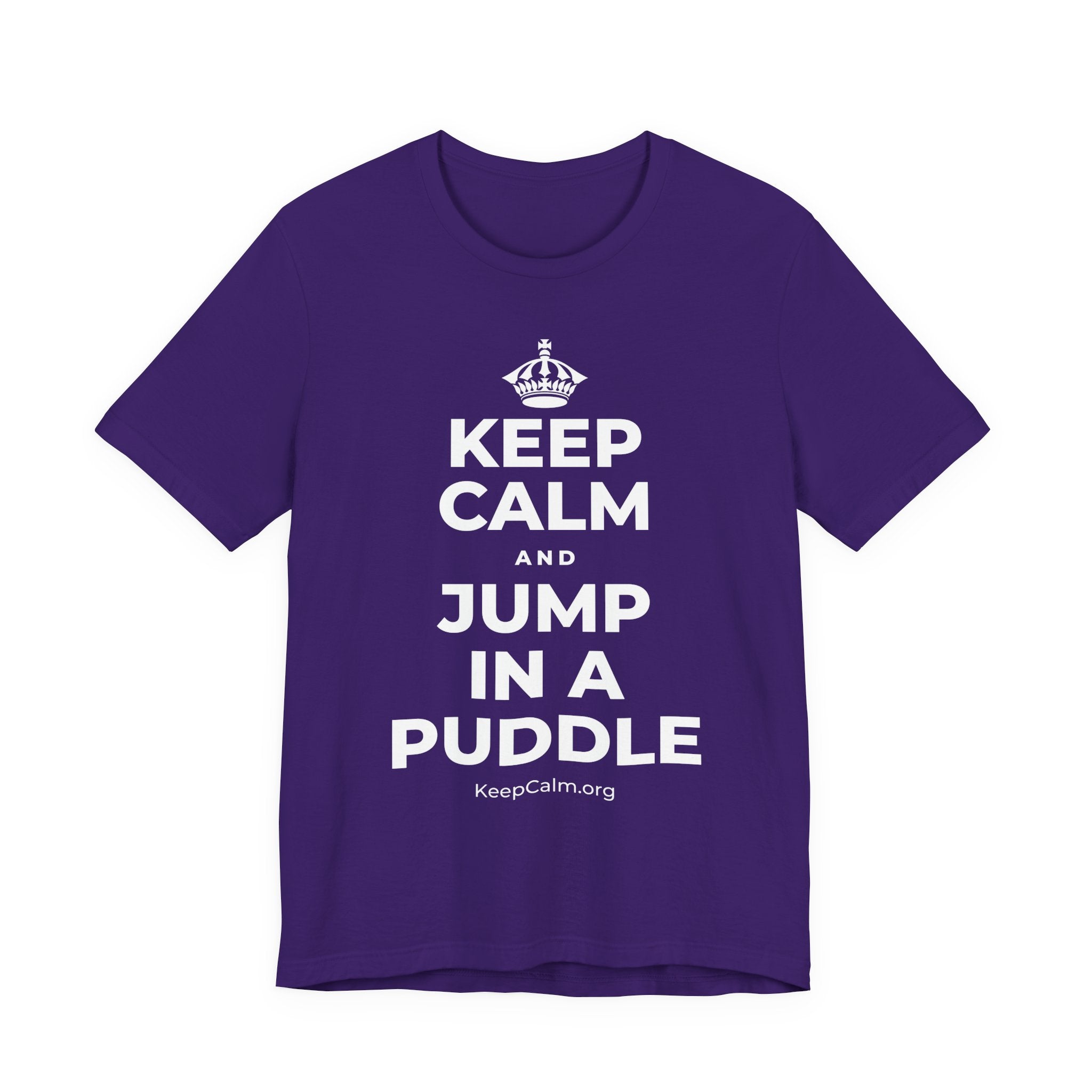KEEP CALM AND JUMP IN A PUDDLE T-Shirt (Soft Cream–Heather Mauve)