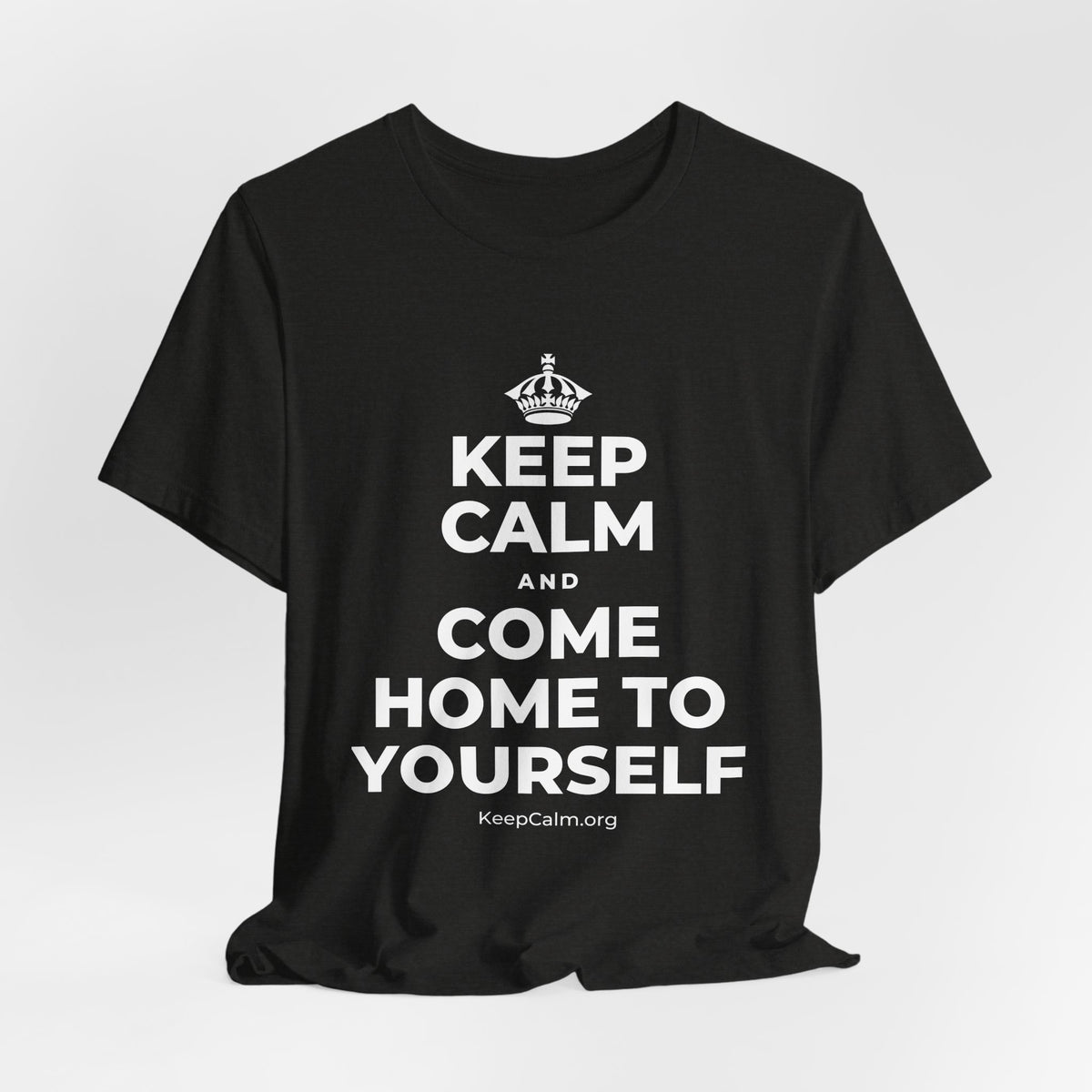 KEEP CALM AND COME HOME TO YOURSELF T-Shirt (Soft Cream–Heather Mauve)
