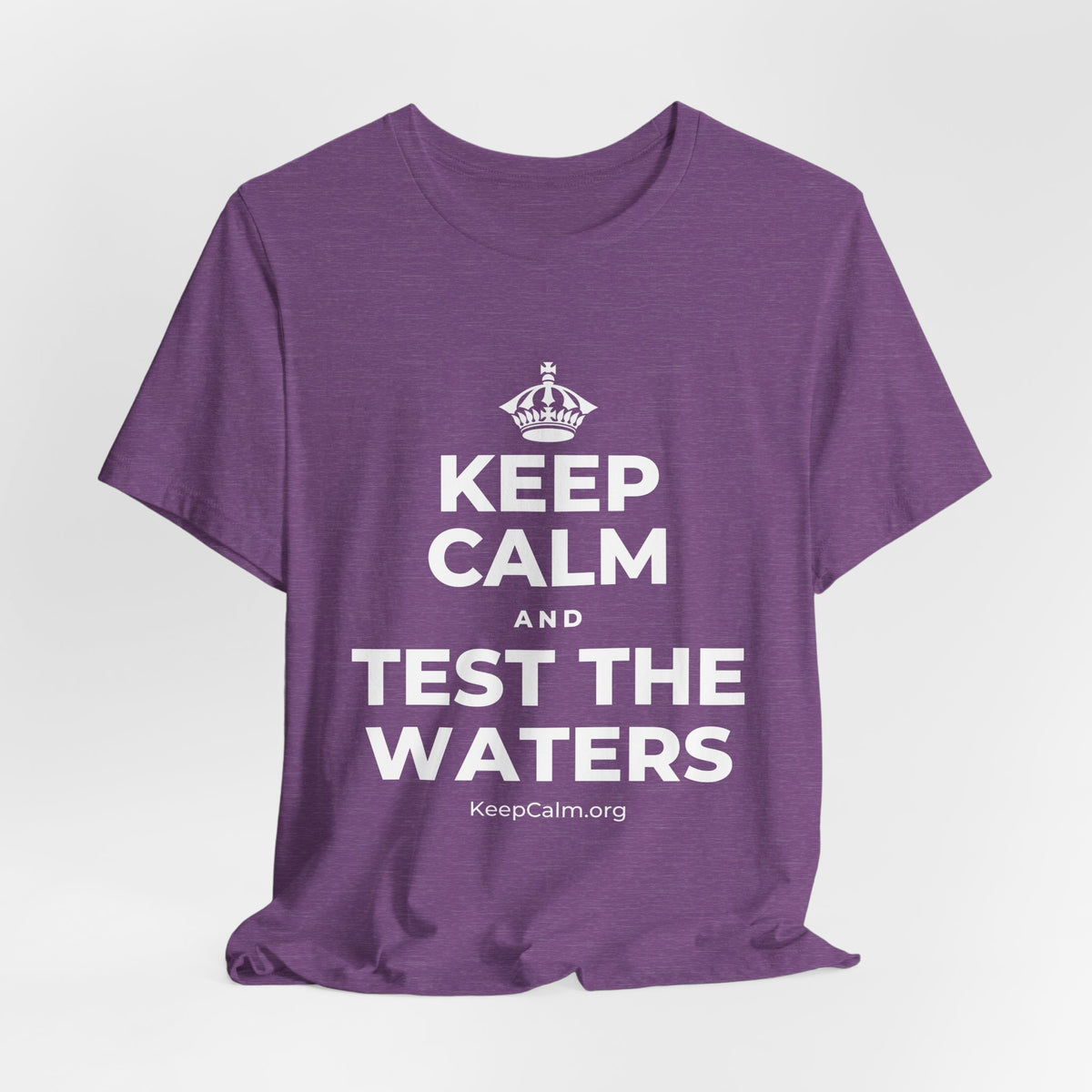 KEEP CALM AND TEST THE WATERS T-Shirt (Baby Blue–Silver)