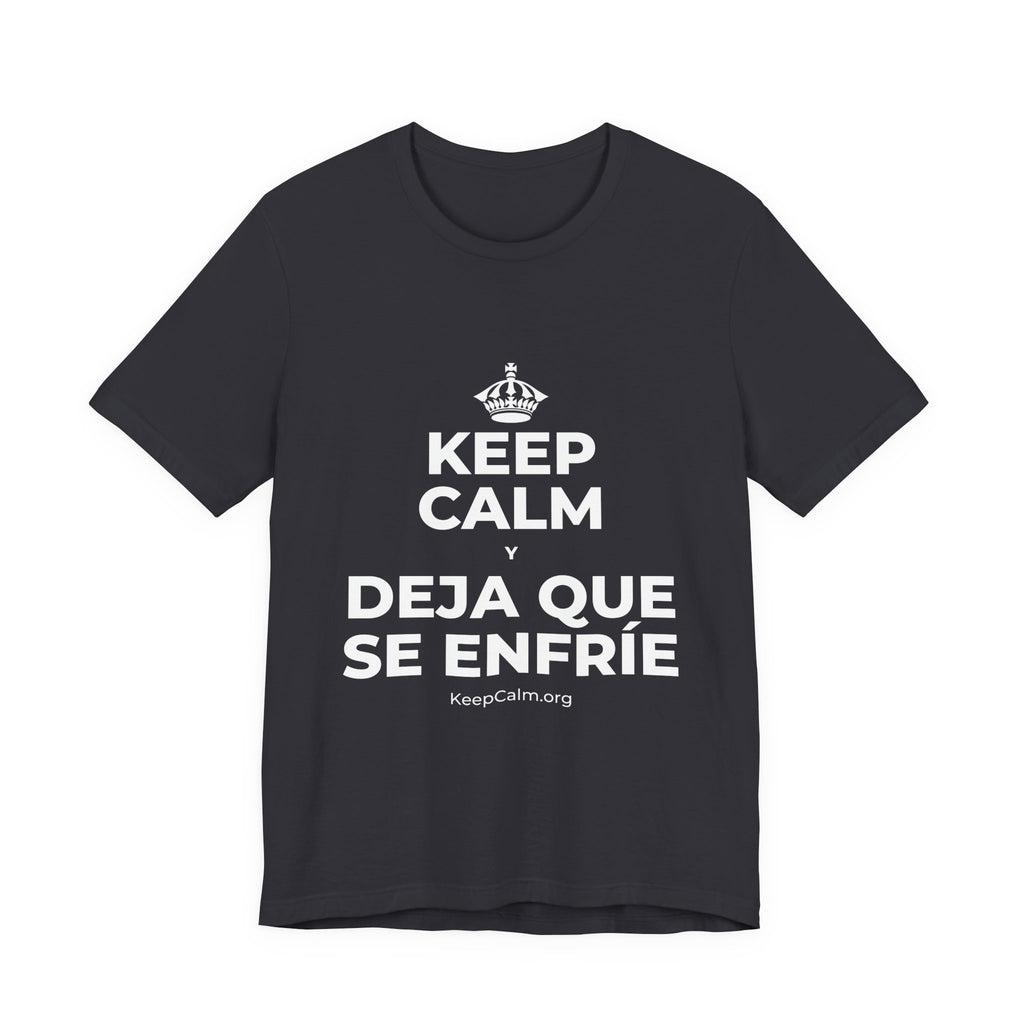 KEEP CALM Y DEJA QUE SE ENFRÍE T-Shirt (Baby Blue–Silver)