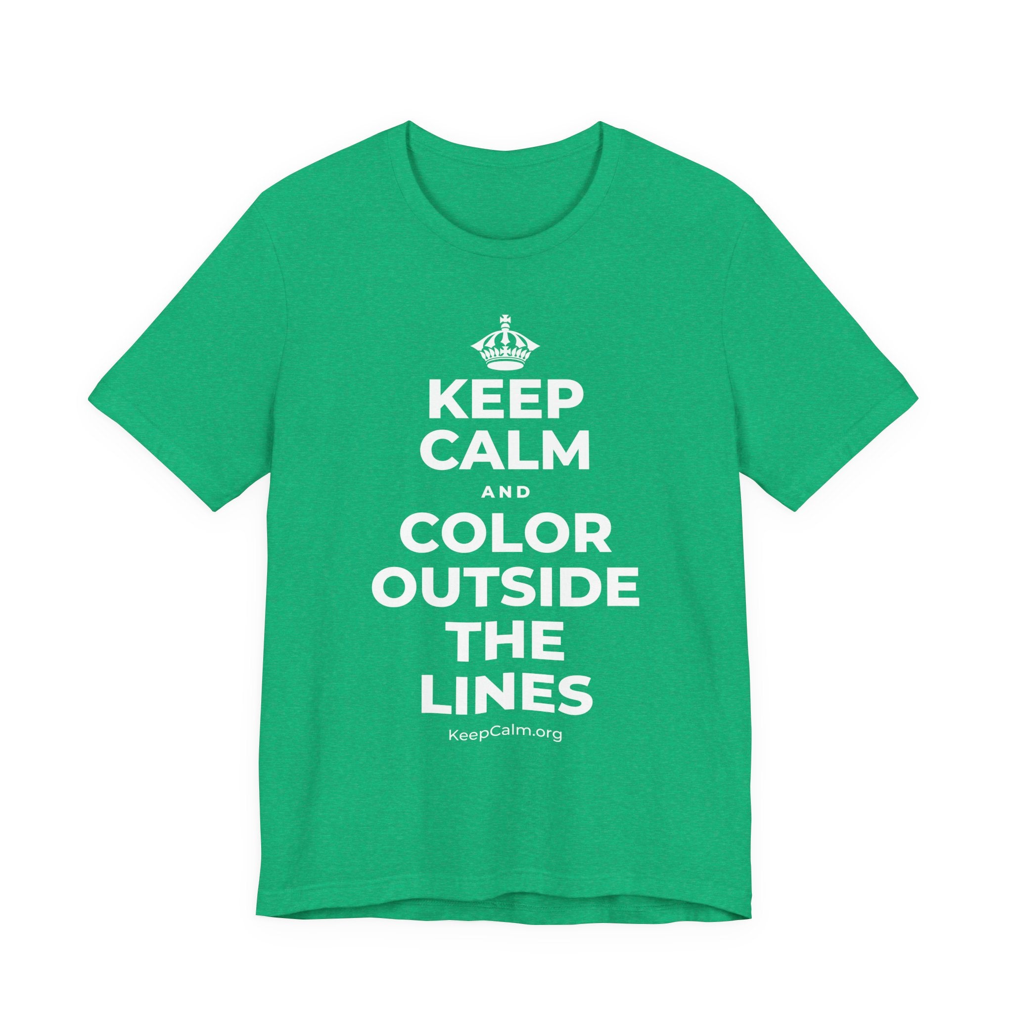 KEEP CALM AND COLOR OUTSIDE THE LINES T-Shirt (Baby Blue–Silver)