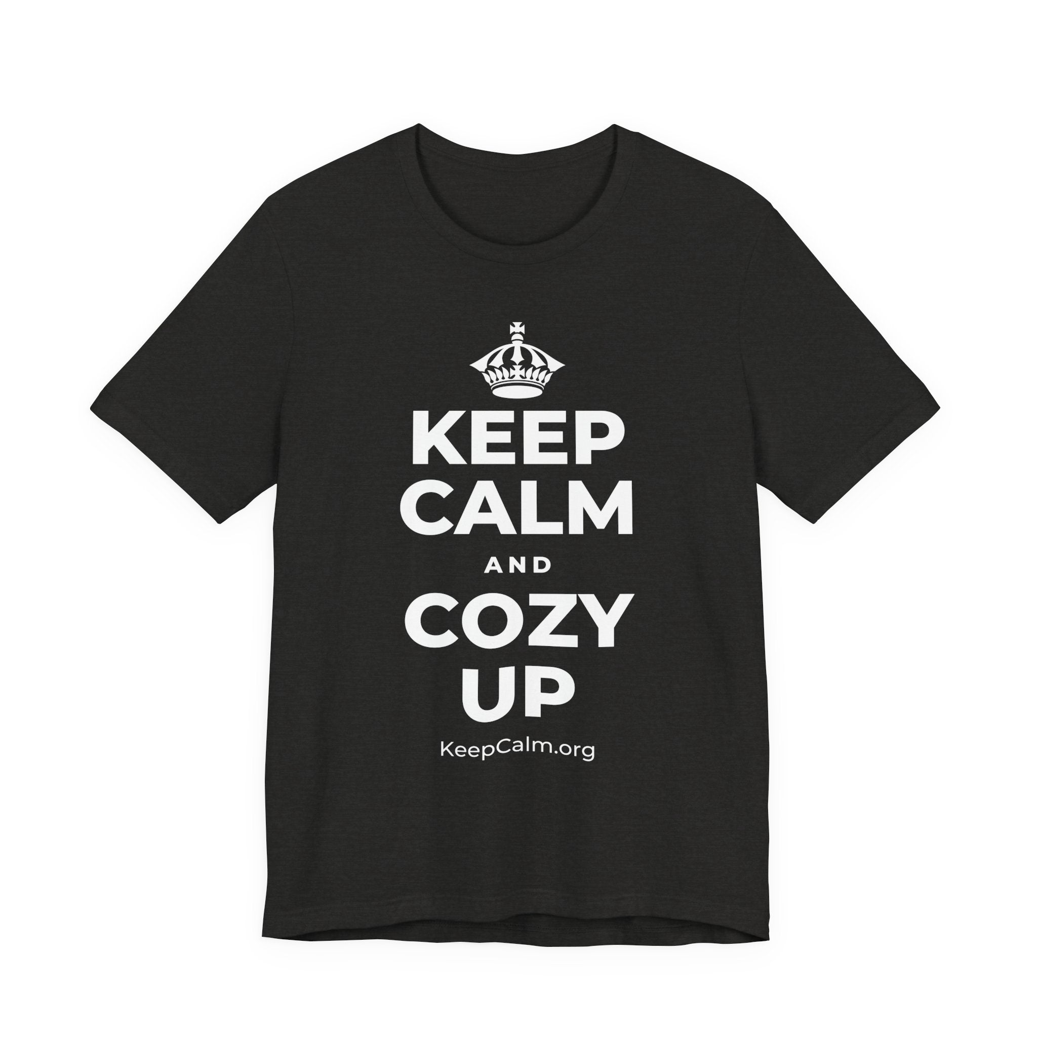 KEEP CALM AND COZY UP T-Shirt (Soft Cream–Heather Mauve)