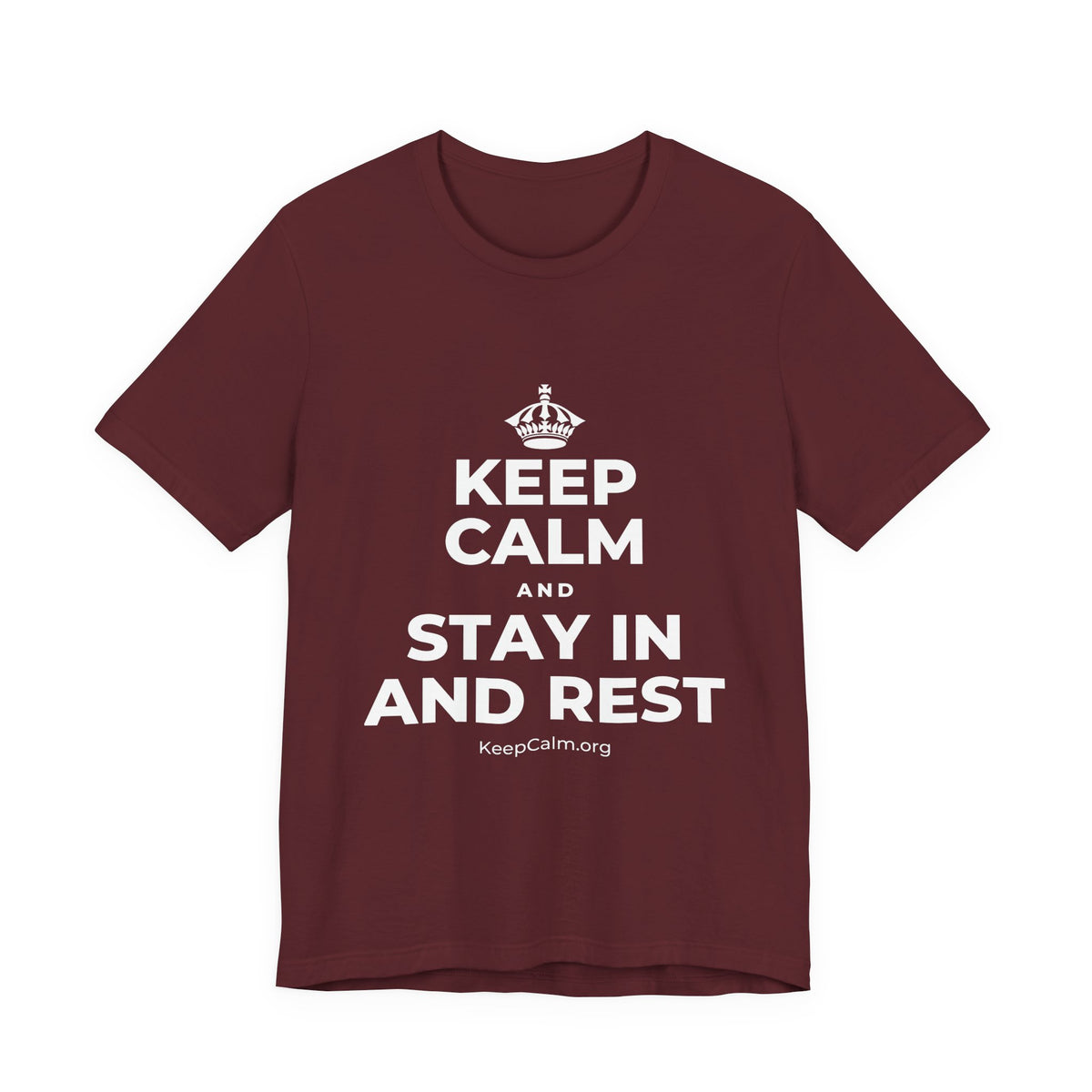 KEEP CALM AND STAY IN AND REST T-Shirt (Baby Blue–Silver)