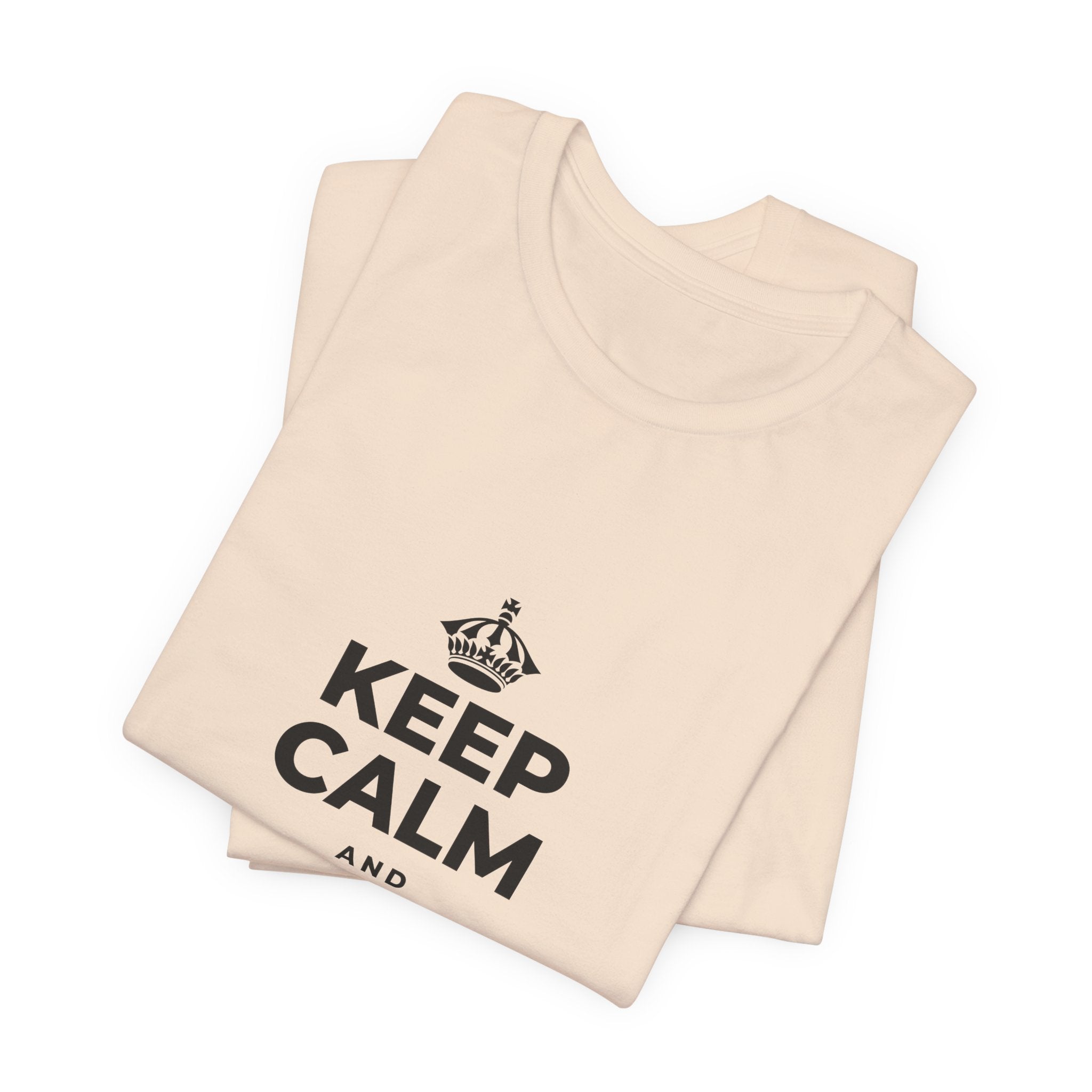 KEEP CALM AND RECHARGE, NO GUILT T-Shirt (Soft Cream–Heather Mauve)
