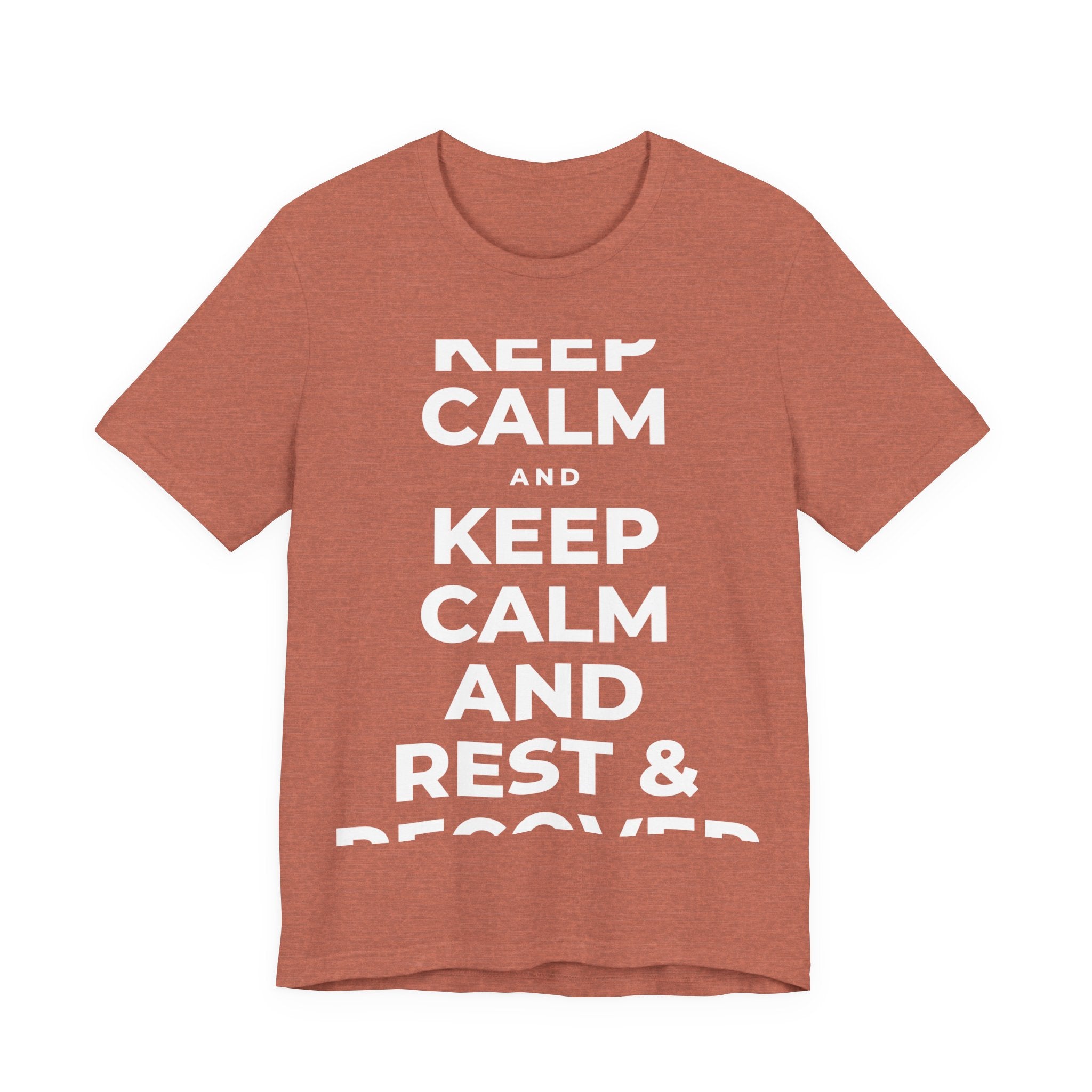 KEEP CALM AND REST & RECOVER T-Shirt (Soft Cream–Heather Mauve)