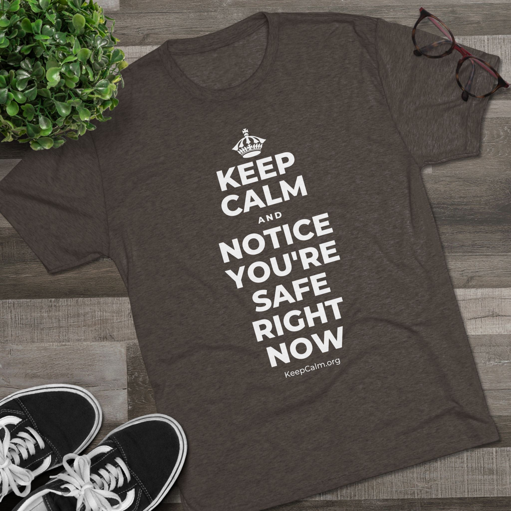 KEEP CALM AND NOTICE YOU'RE SAFE RIGHT NOW Tri-Blend Tee