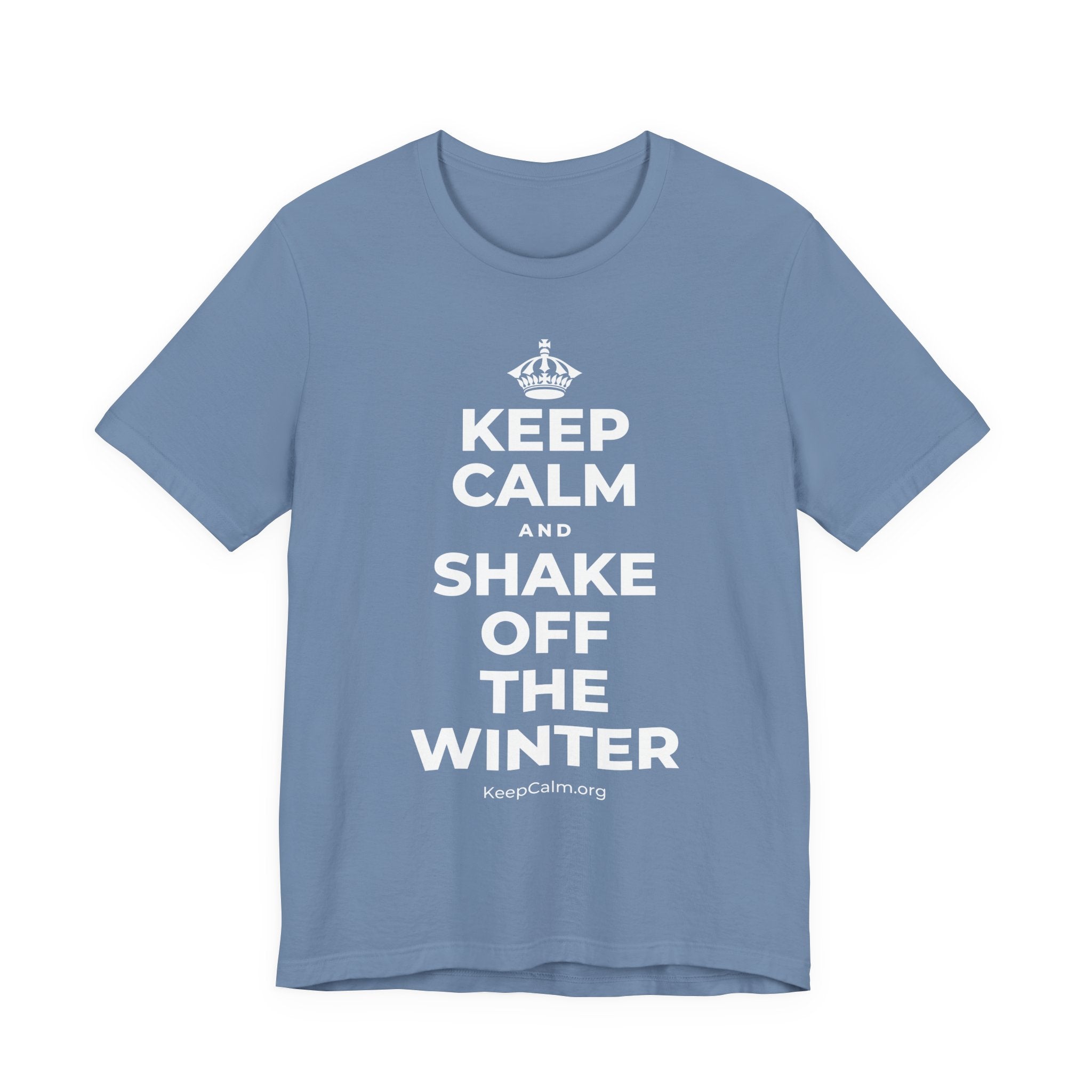 KEEP CALM AND SHAKE OFF THE WINTER T-Shirt (Soft Cream–Heather Mauve)