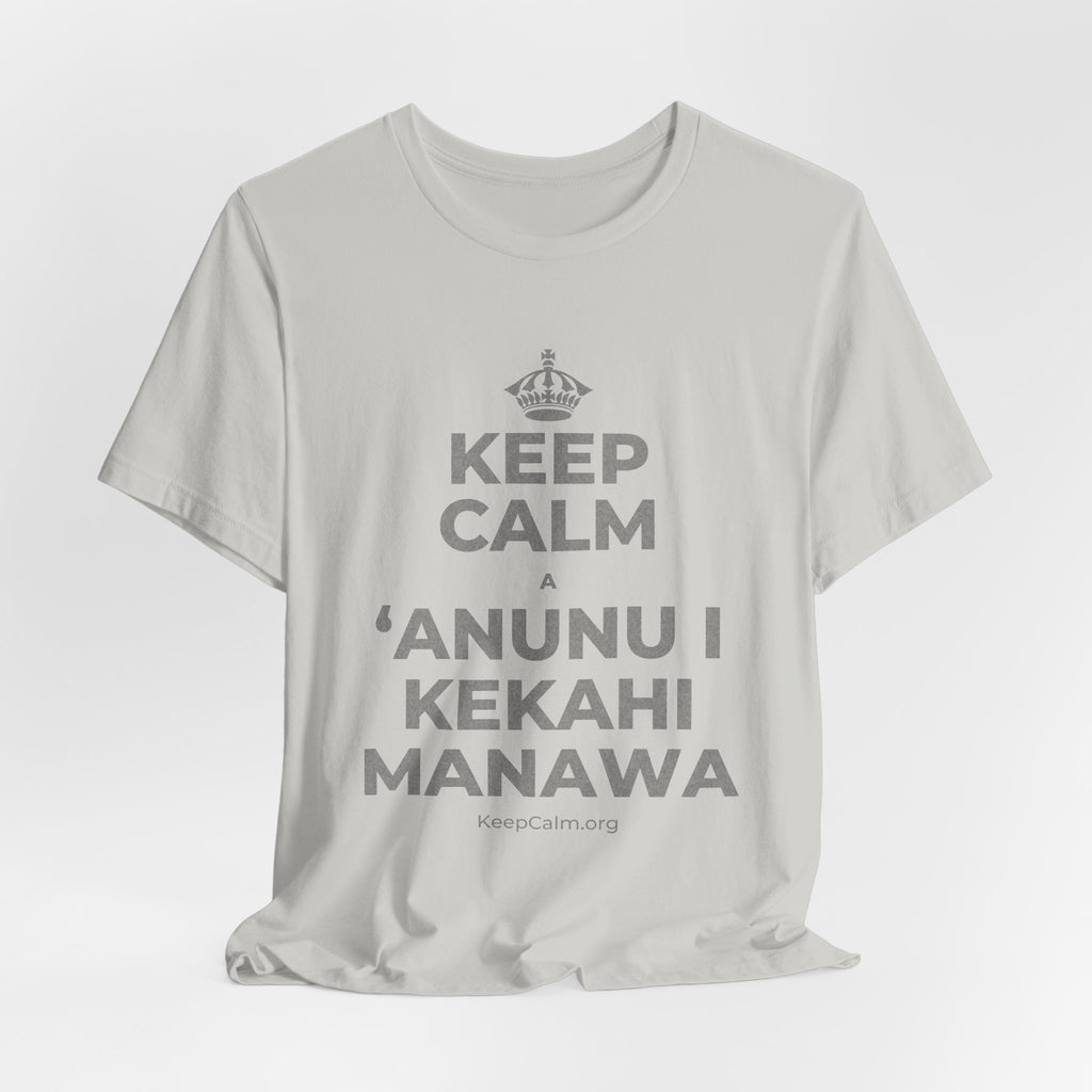 KEEP CALM A ʻANUNU I KEKAHI MANAWA T-Shirt (Baby Blue–Silver)