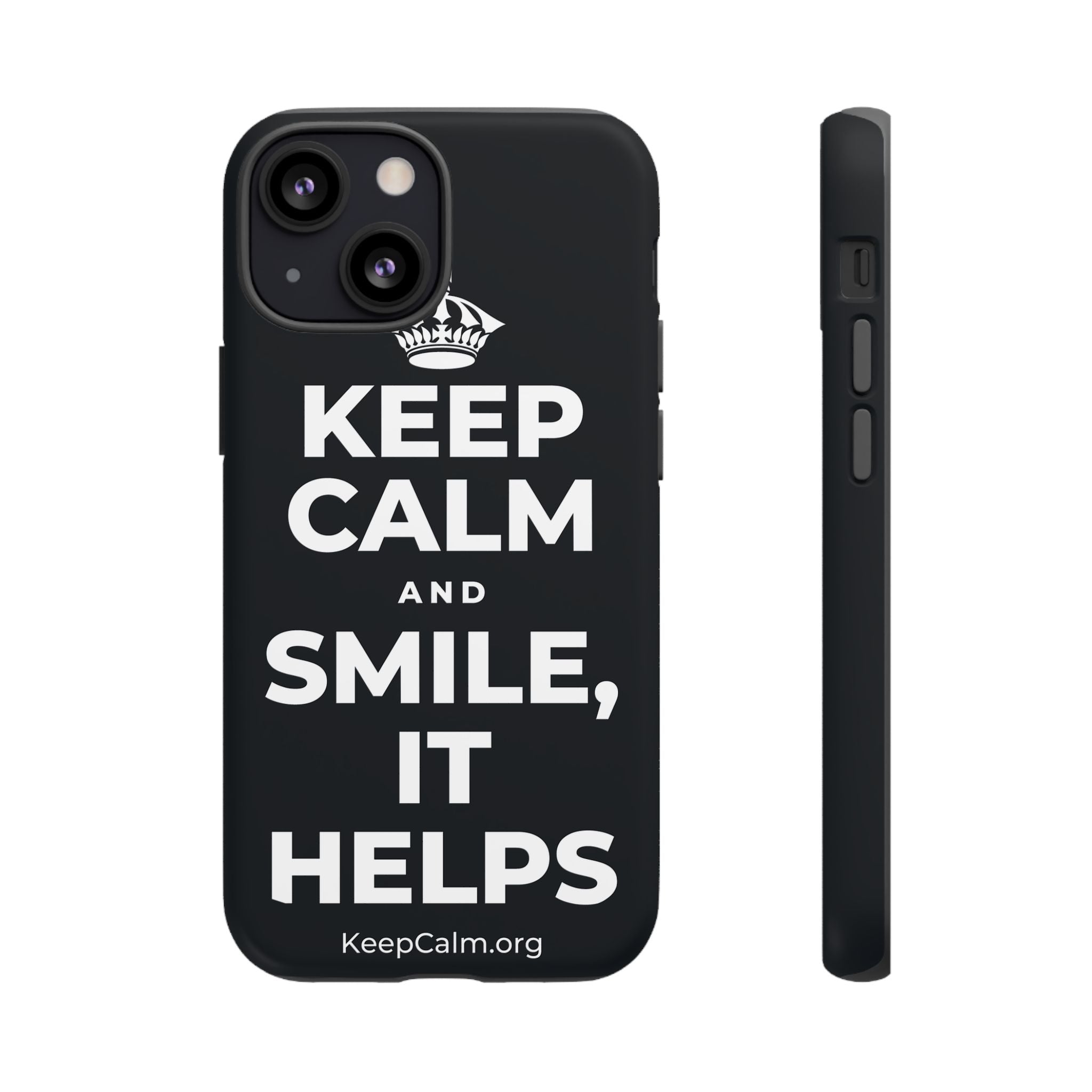KEEP CALM AND SMILE, IT HELPS Phone Case (Dark)
