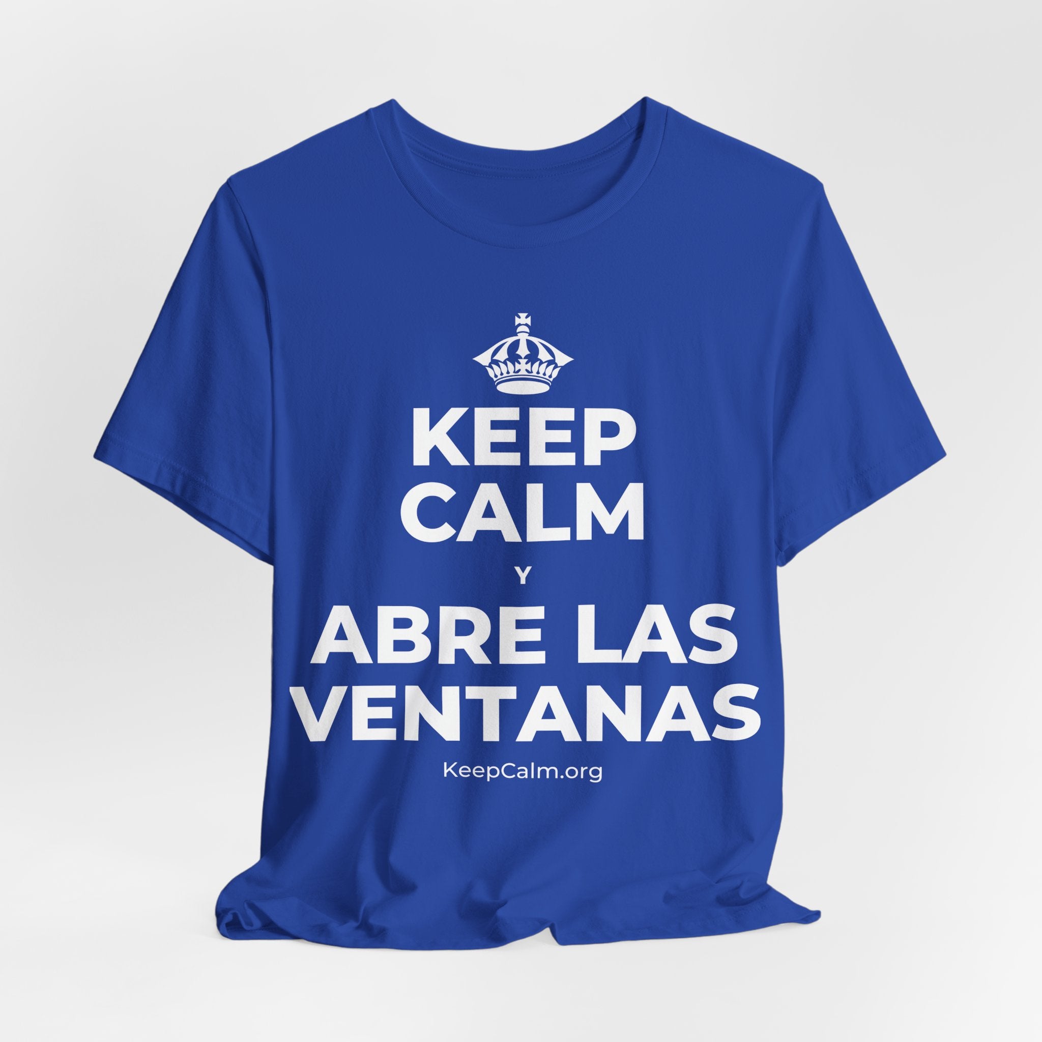 KEEP CALM Y ABRE LAS VENTANAS T-Shirt (Soft Cream–Heather Mauve)