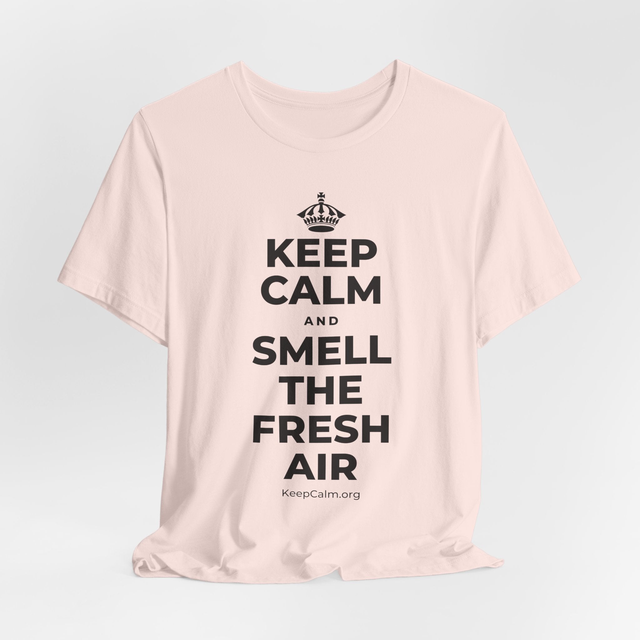 KEEP CALM AND SMELL THE FRESH AIR T-Shirt (Soft Cream–Heather Mauve)