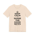 KEEP CALM AND SHARE THE GOOD NEWS T-Shirt (Soft Cream–Heather Mauve)