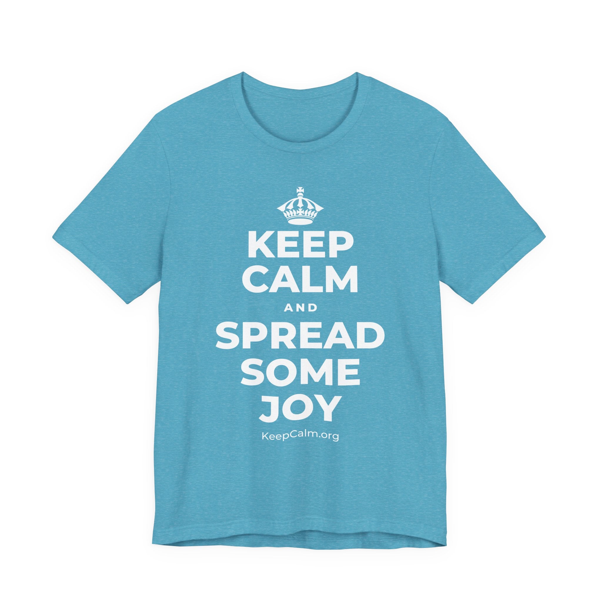 KEEP CALM AND SPREAD SOME JOY T-Shirt (Soft Cream–Heather Mauve)