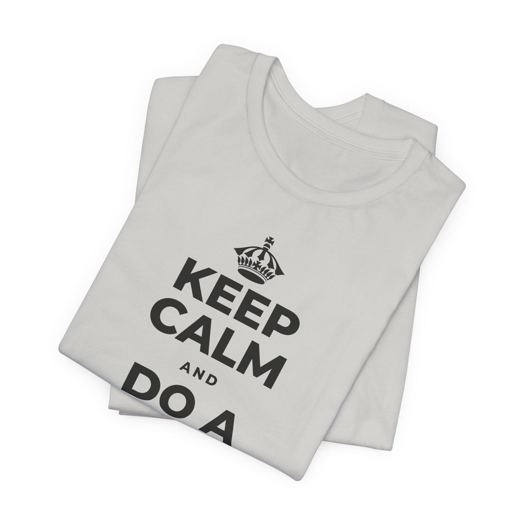 KEEP CALM AND DO A HAPPY LITTLE DANCE T-Shirt (Baby Blue–Silver)