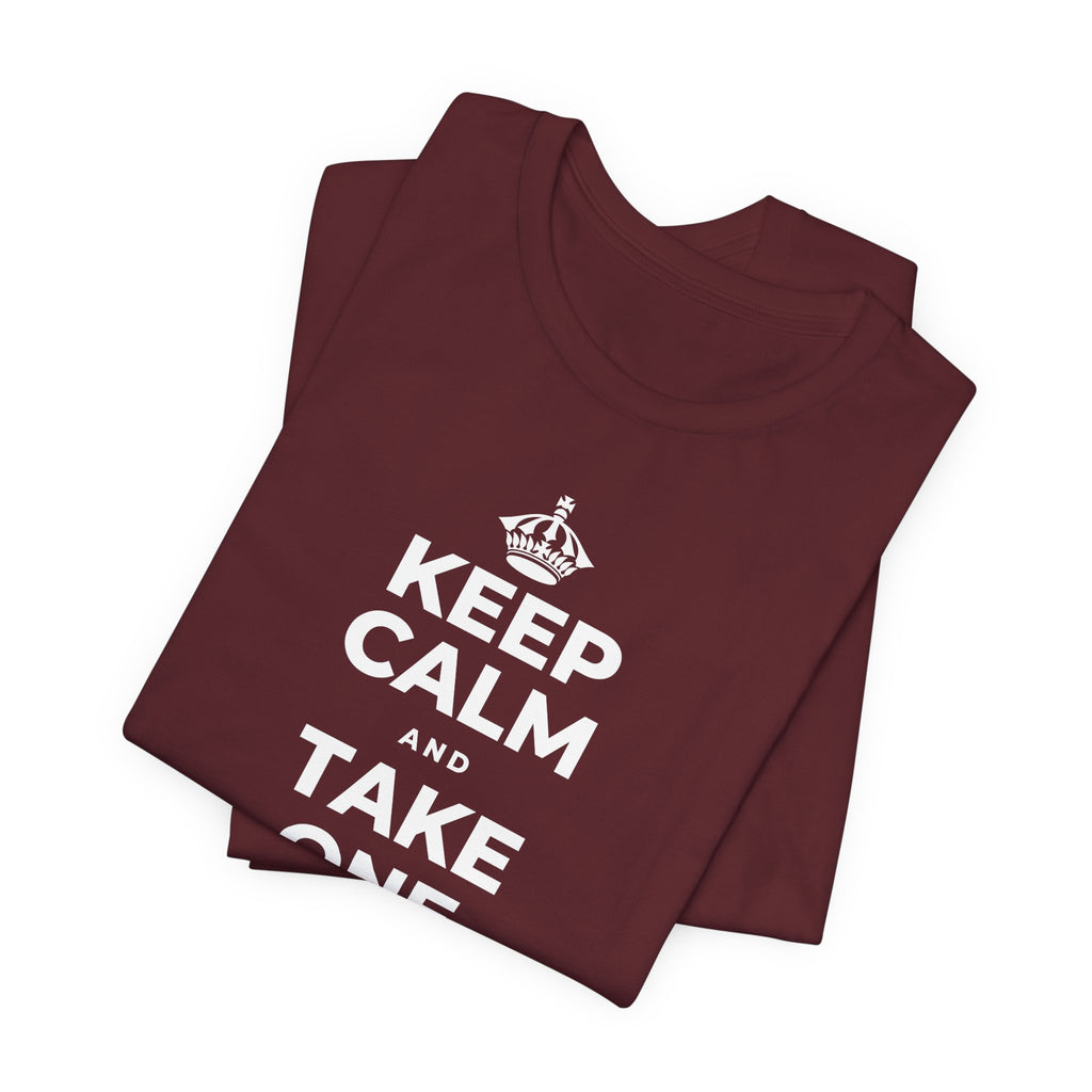 KEEP CALM AND TAKE ONE BREATH AT A TIME T-Shirt (Baby Blue–Silver)