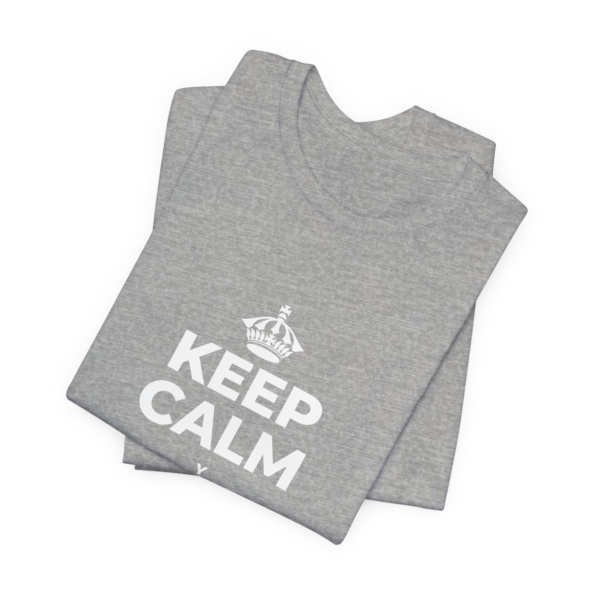 KEEP CALM Y DEJA QUE BASTE T-Shirt (White–Asphalt)