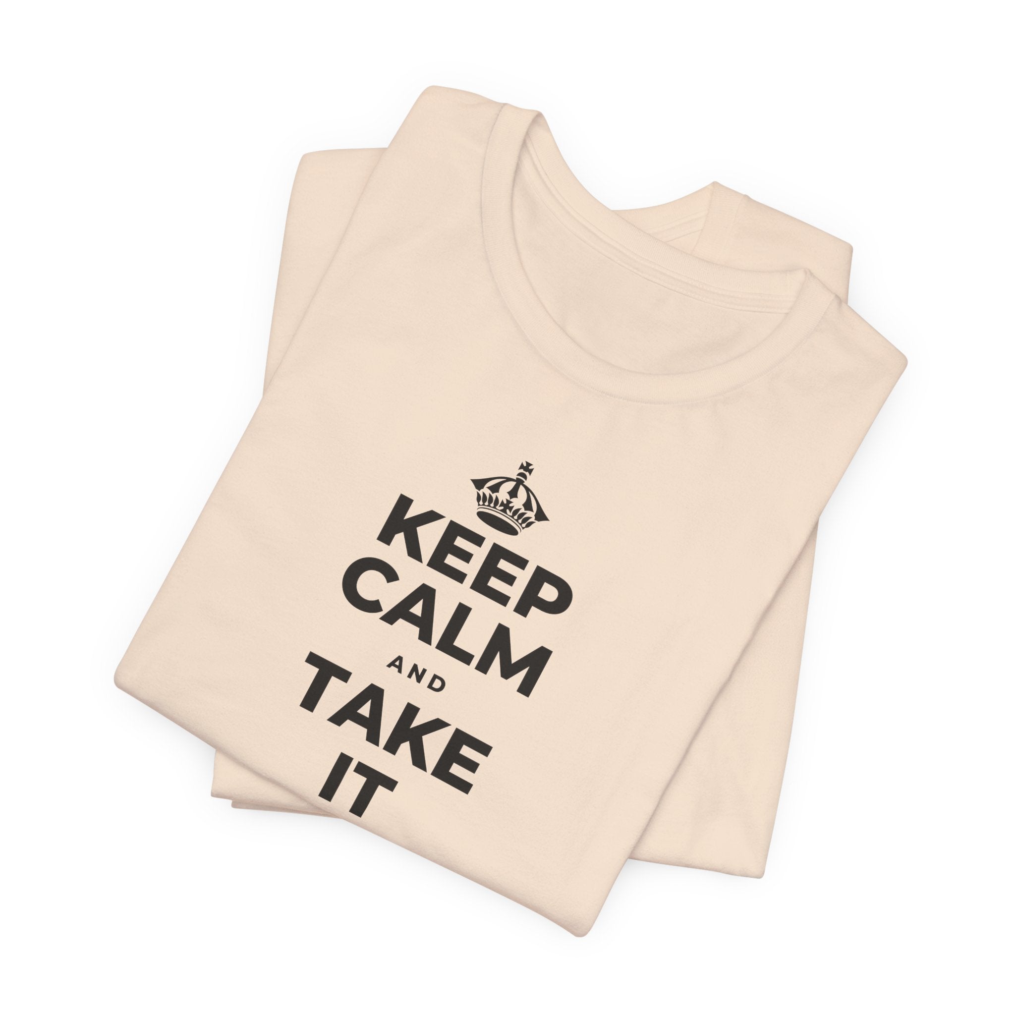 KEEP CALM AND TAKE IT ONE DAY AT A TIME T-Shirt (Soft Cream–Heather Mauve)