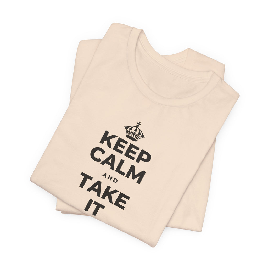 KEEP CALM AND TAKE IT ONE DAY AT A TIME T-Shirt (Soft Cream–Heather Mauve)