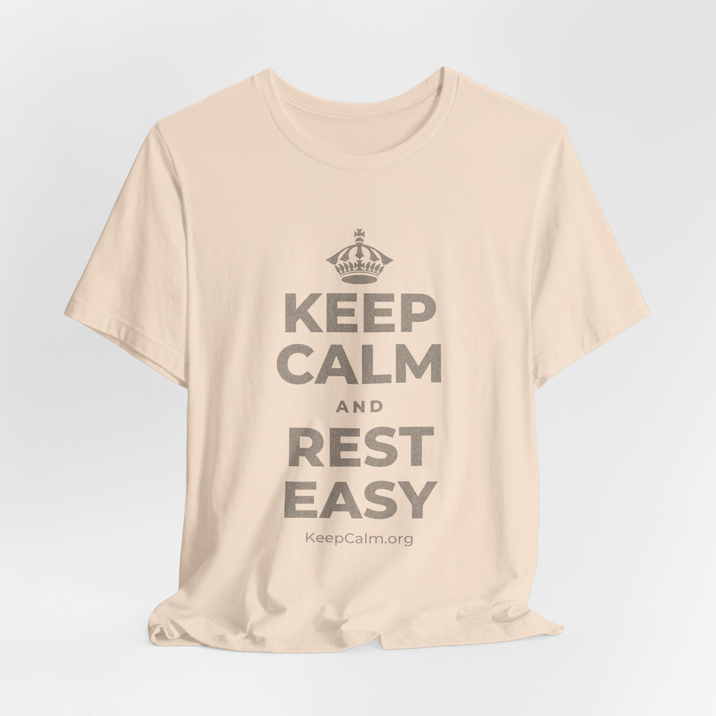 KEEP CALM AND REST EASY T-Shirt (Soft Cream–Heather Mauve)