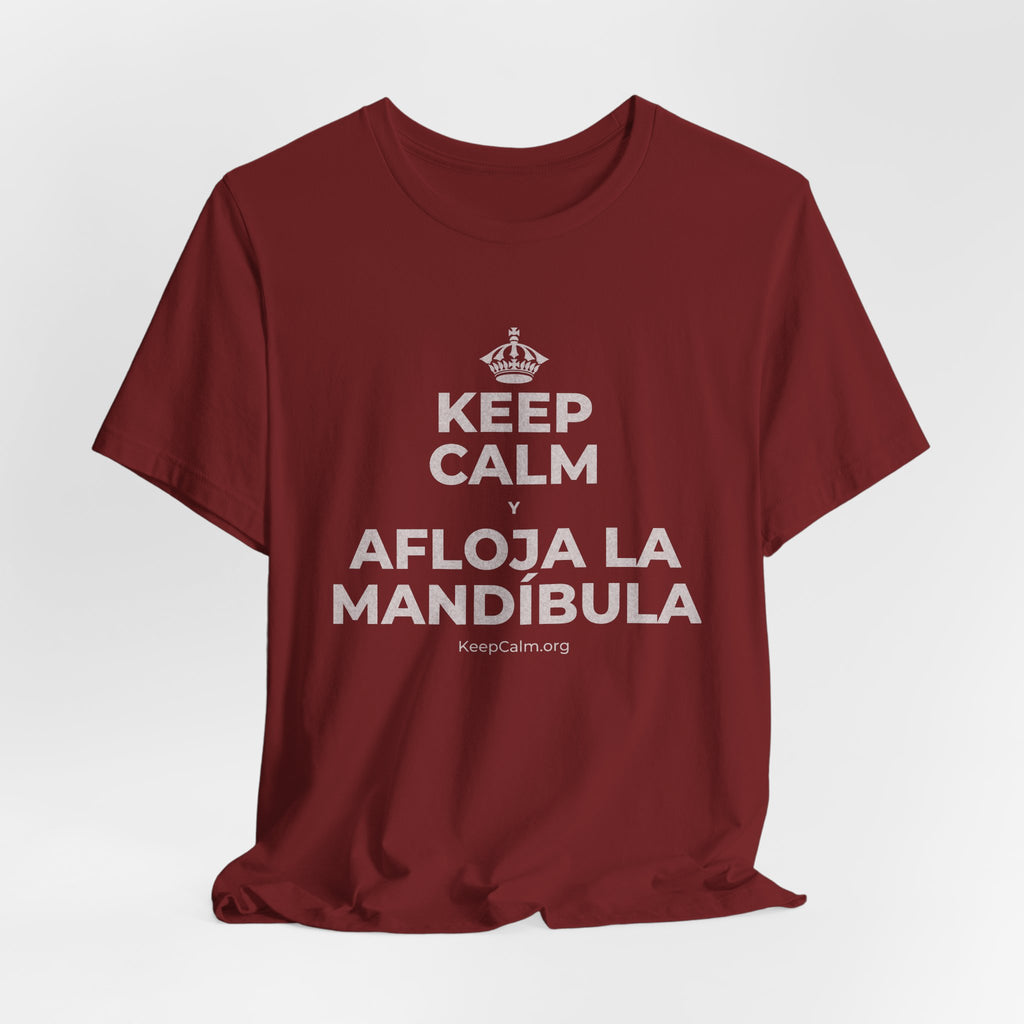 KEEP CALM Y AFLOJA LA MANDÍBULA T-Shirt (Baby Blue–Silver)