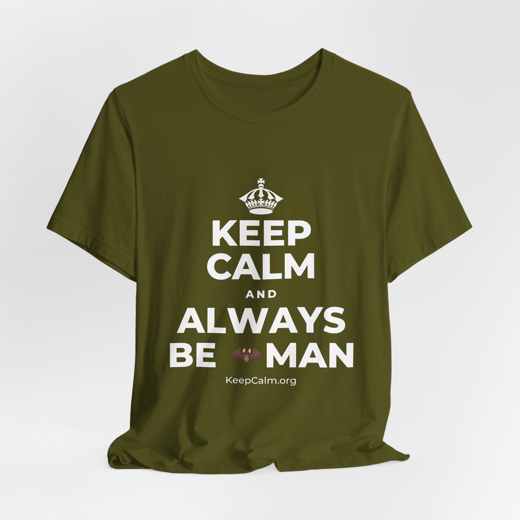 KEEP CALM AND ALWAYS BE 🦇MAN T-Shirt (Baby Blue–Silver)