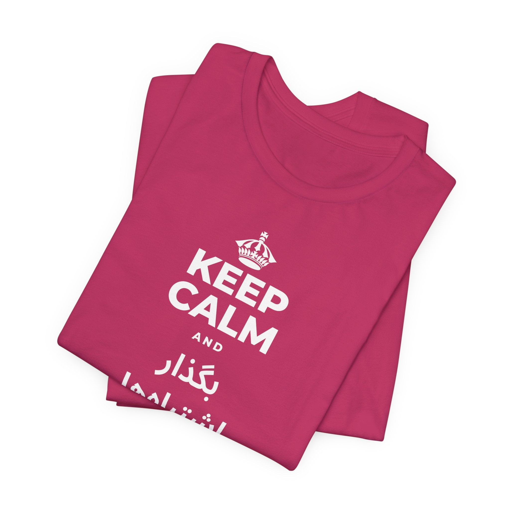 KEEP CALM AND بگذار اشتباه‌ها به تو درس بدهند T-Shirt (Baby Blue–Silver)