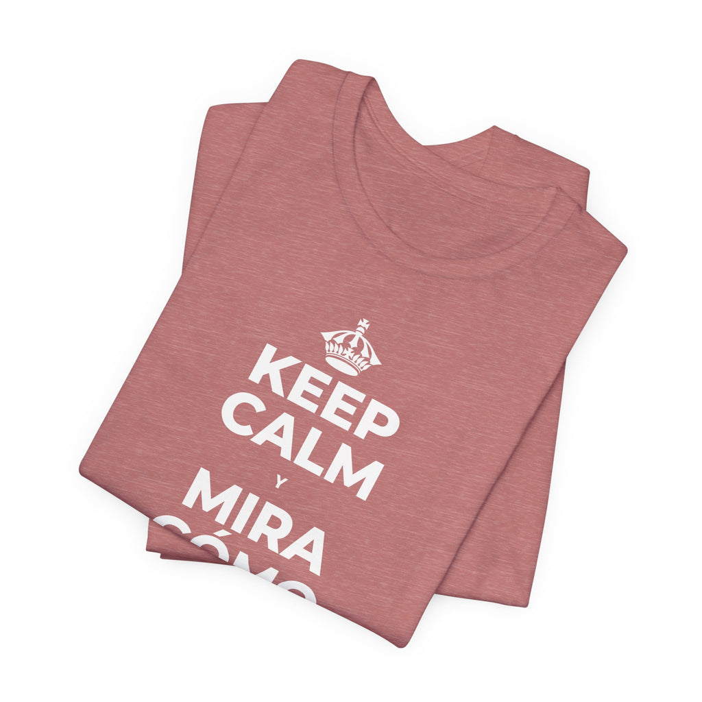KEEP CALM Y MIRA CÓMO CAMBIAN LAS HOJAS T-Shirt (Soft Cream–Heather Mauve)