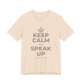 KEEP CALM AND SPEAK UP T-Shirt (Soft Cream–Heather Mauve)
