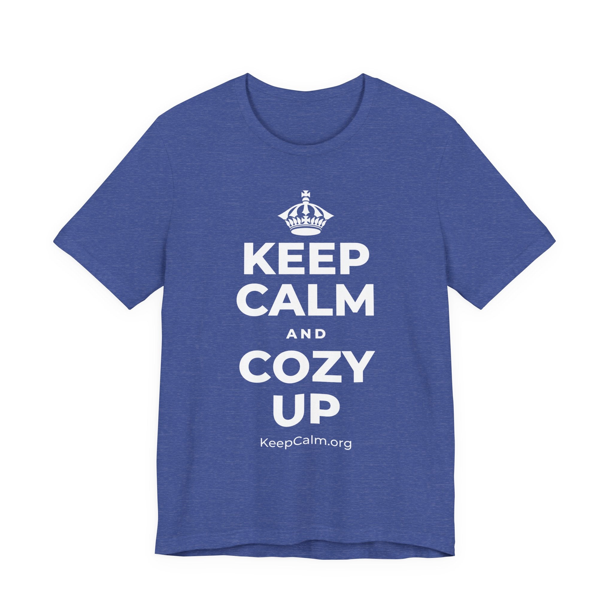 KEEP CALM AND COZY UP T-Shirt (Baby Blue–Silver)