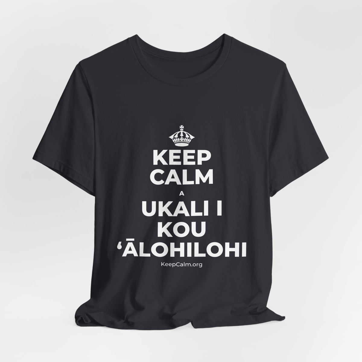 KEEP CALM A UKALI I KOU ʻĀLOHILOHI T-Shirt (Baby Blue–Silver)