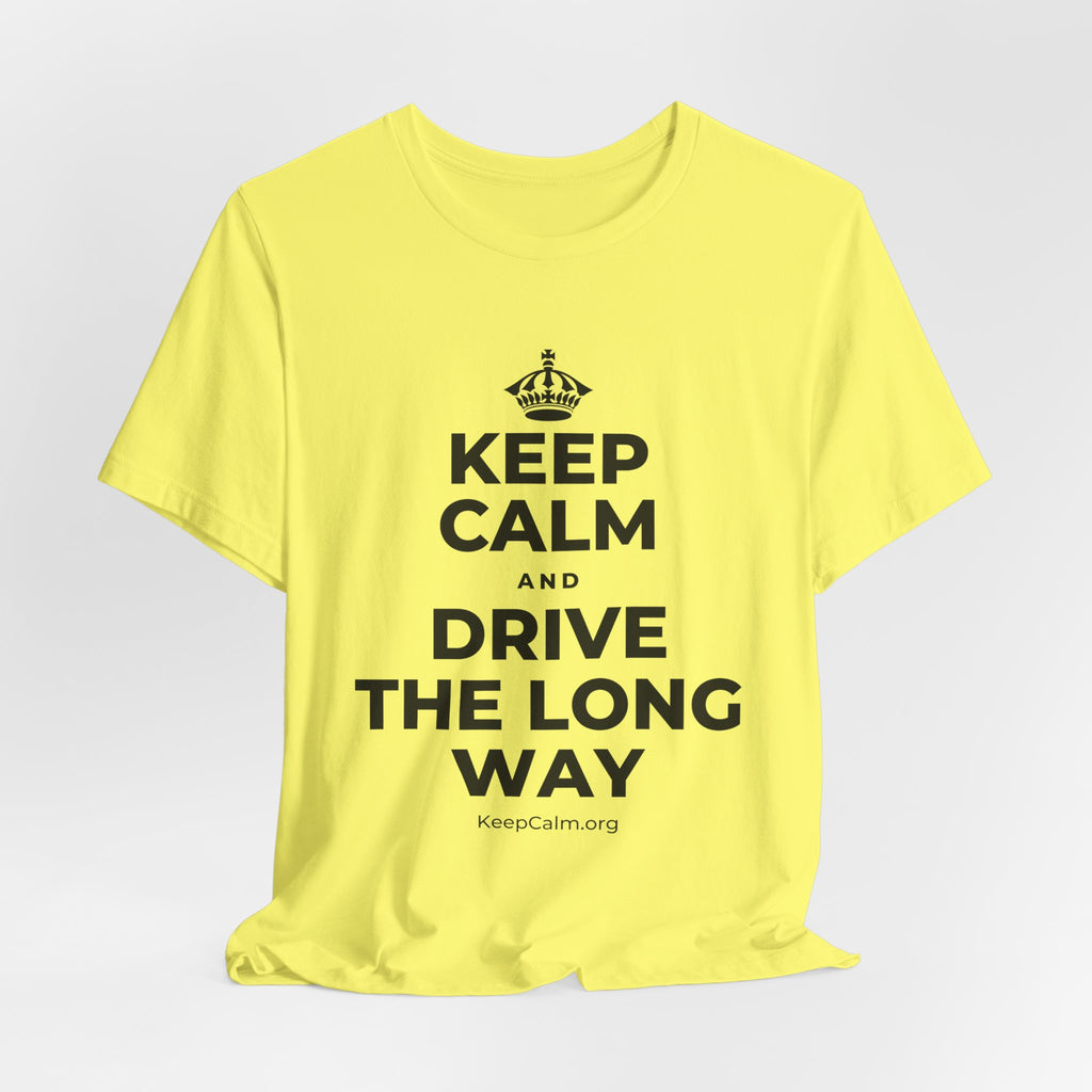 KEEP CALM AND DRIVE THE LONG WAY T-Shirt (Soft Cream–Heather Mauve)